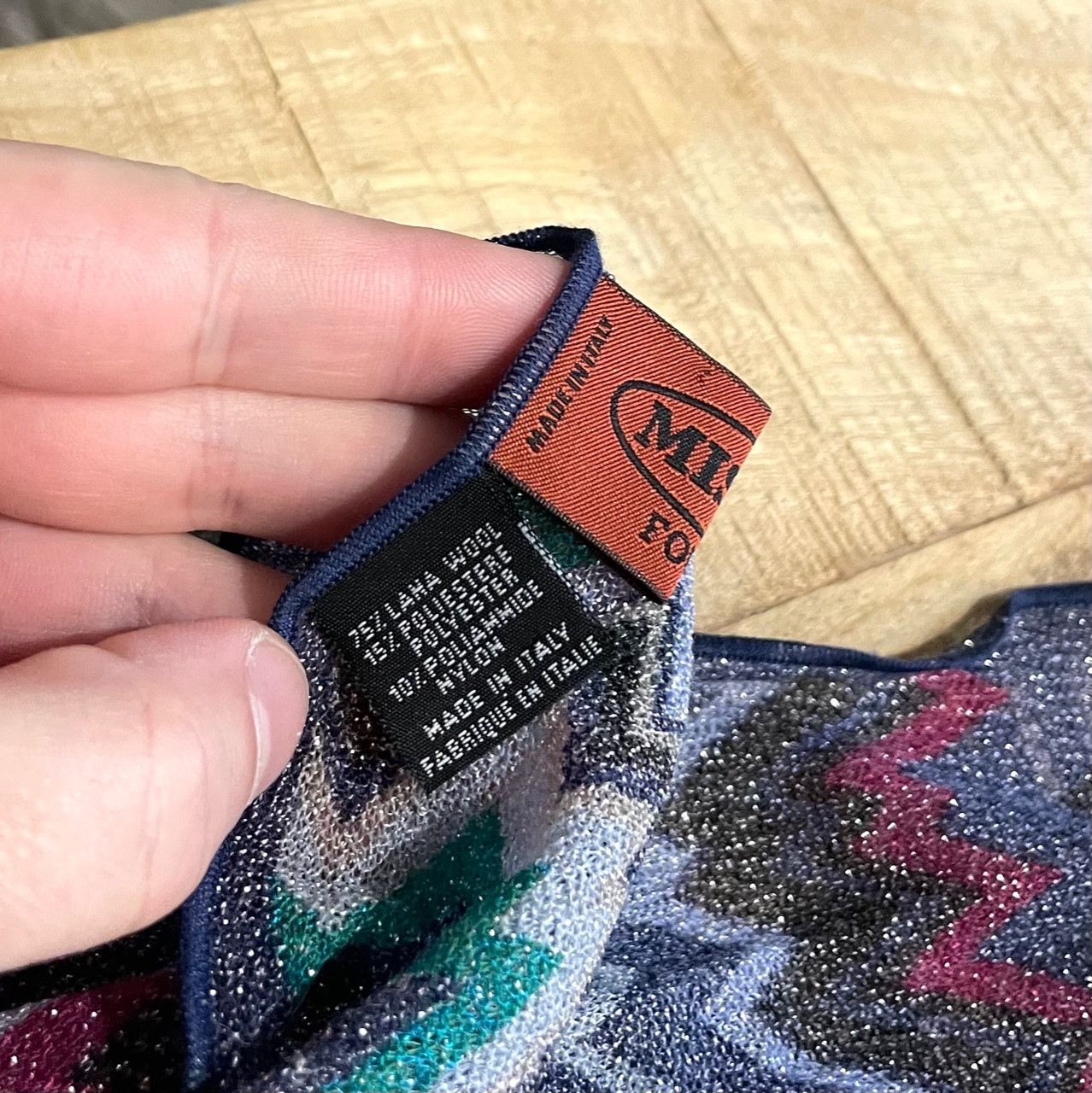 Missoni Missoni Navy Blue Fuschia Metallic Thread Zigzag Scarf Size ONE SIZE - 5 Thumbnail