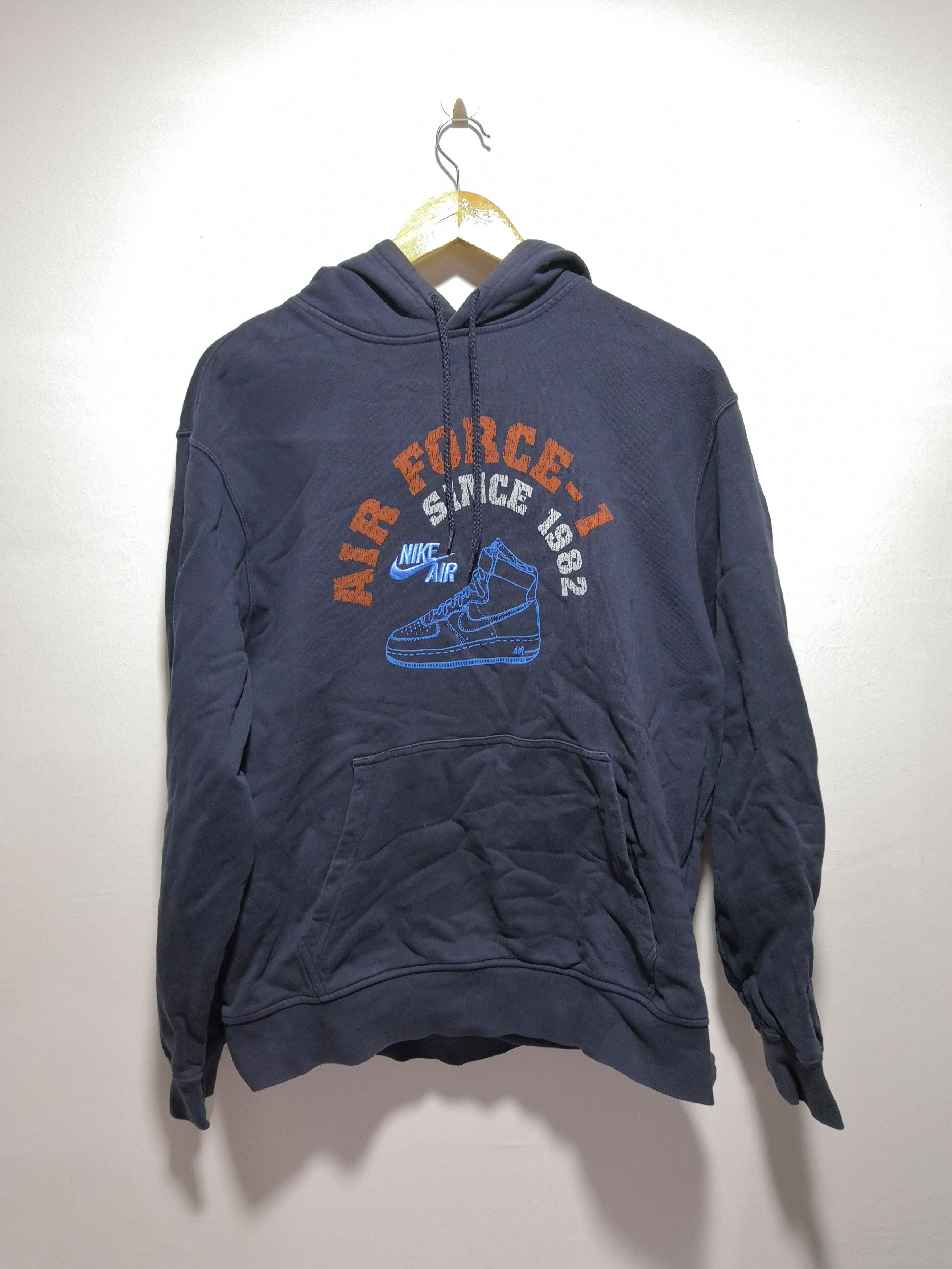 image of Nike Air Force-1 Hoodie Embroidery Swoosh in Blue, Men's (Size XL)