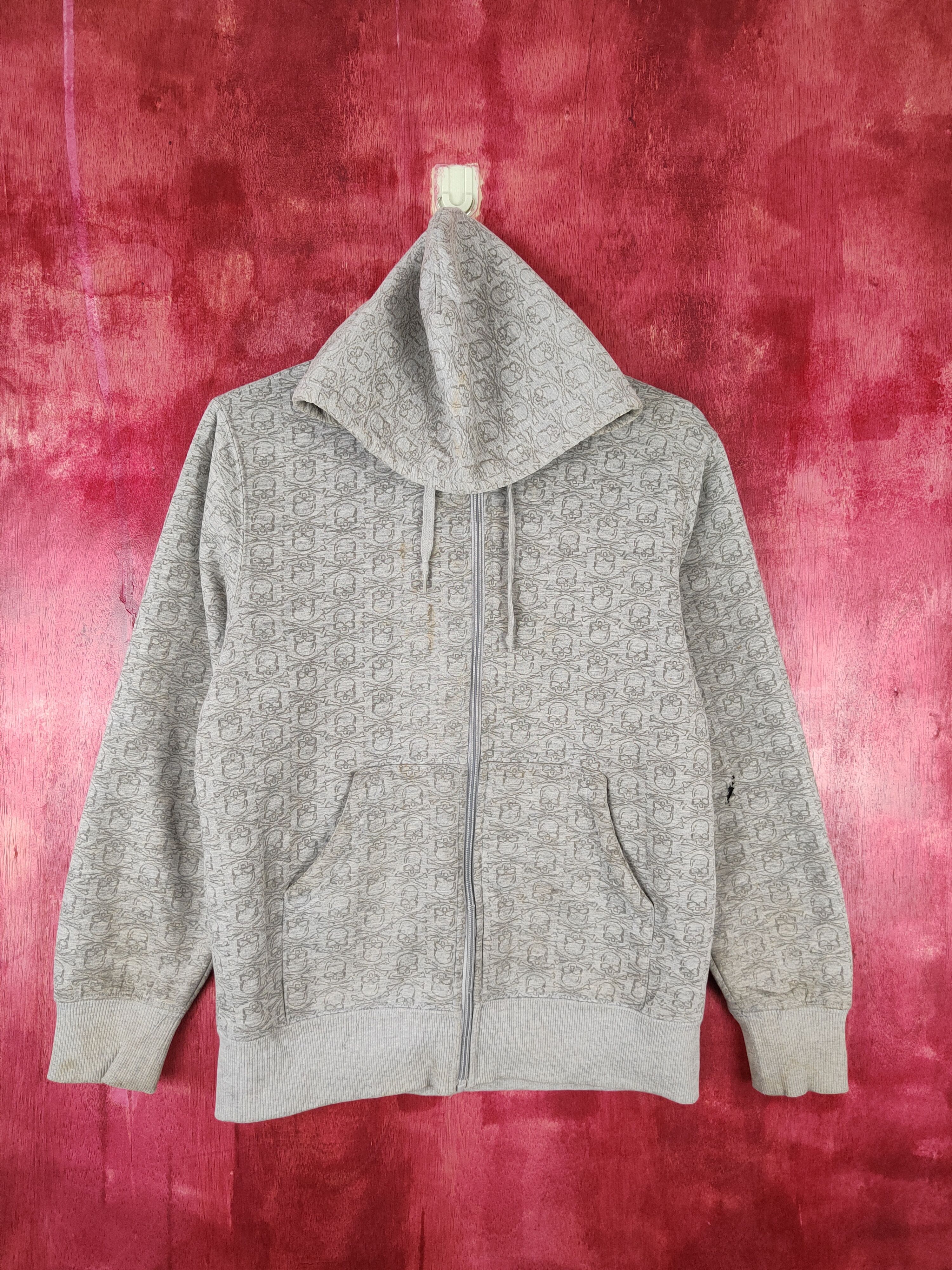Japanese Brand Japan fullprint Skull Gray fleece Hoodie Sweater #5324 Size US S / EU 44-46 / 1 - 1 Thumbnail