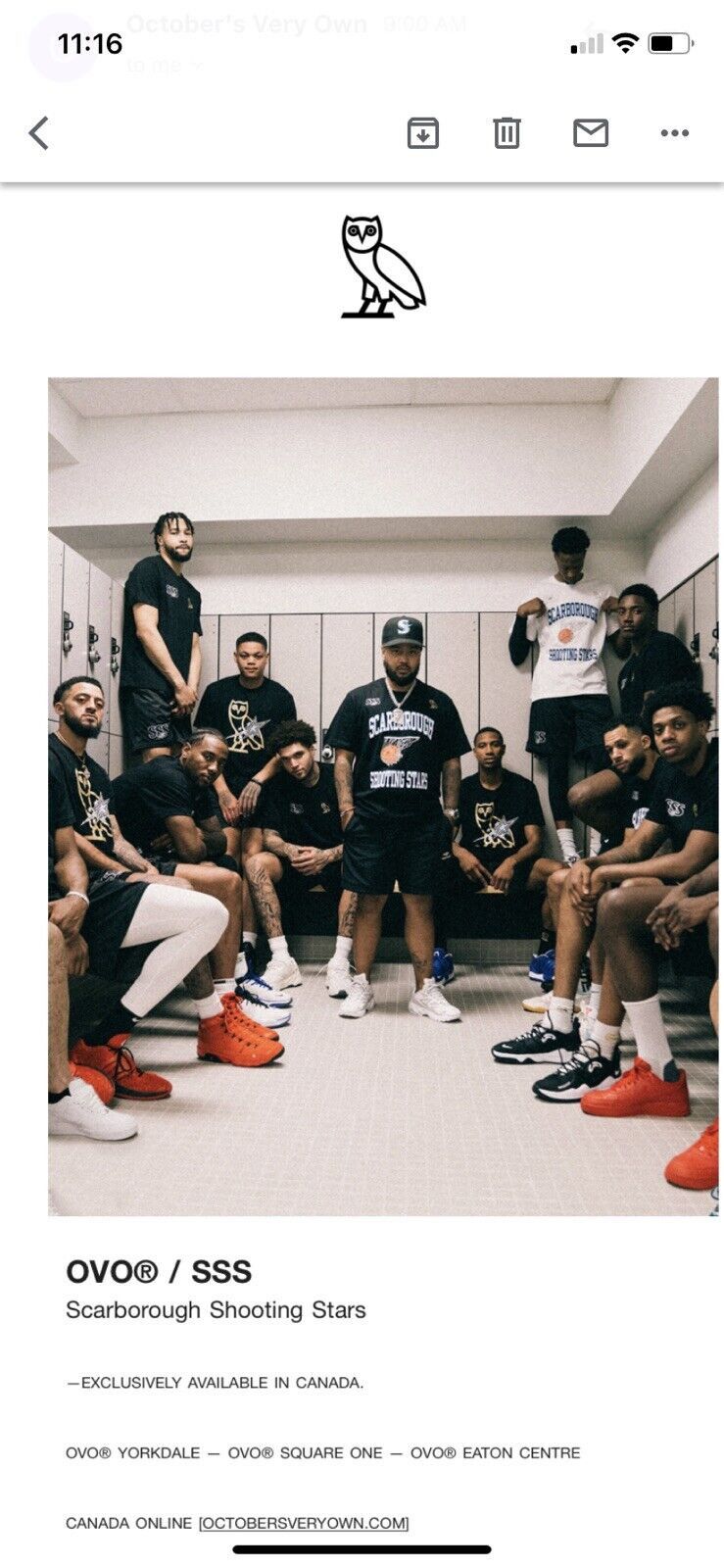 Drake OVO X SSS Scarborough Shooting Stars Ends Canada Exclusive Size US M / EU 48-50 / 2 - 6 Thumbnail