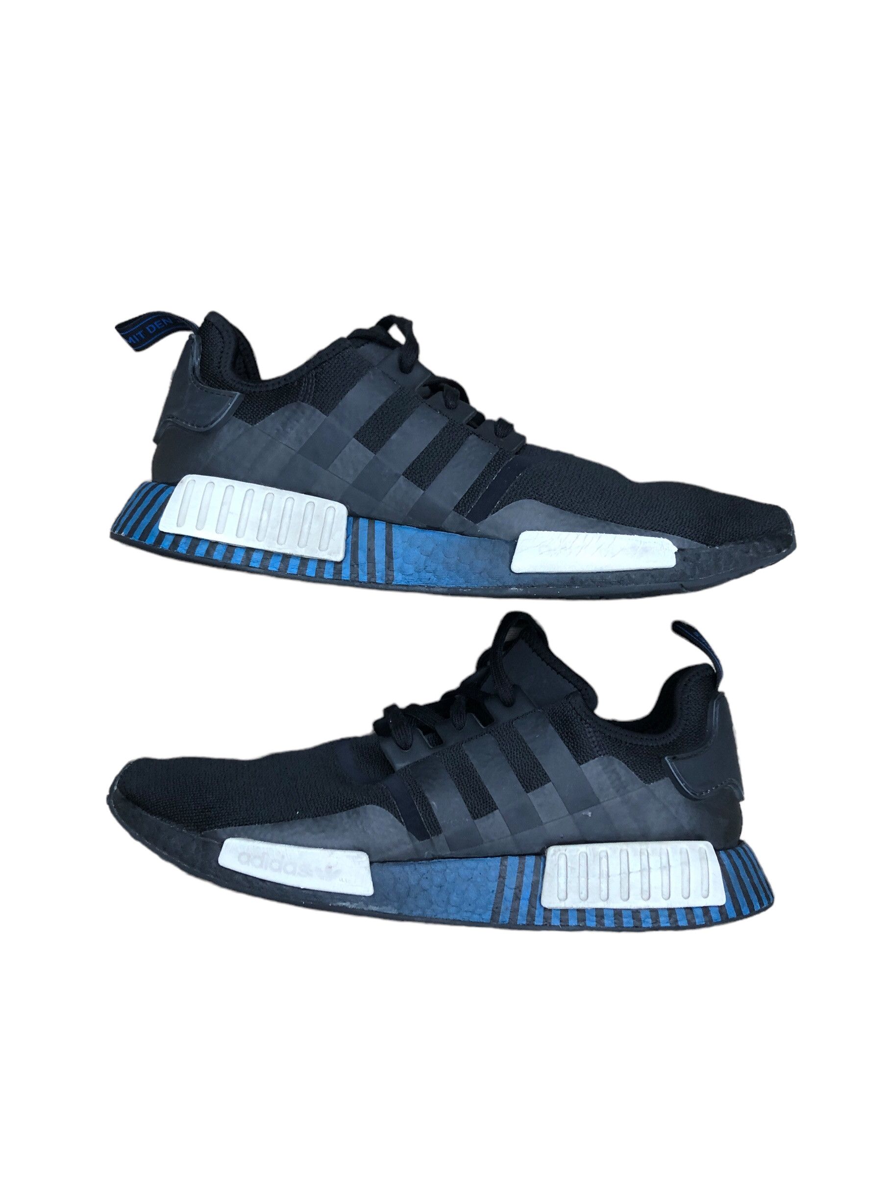 RARE 2020 Adidas NMD R1 Black Metal Grey Lush Blue Size 13