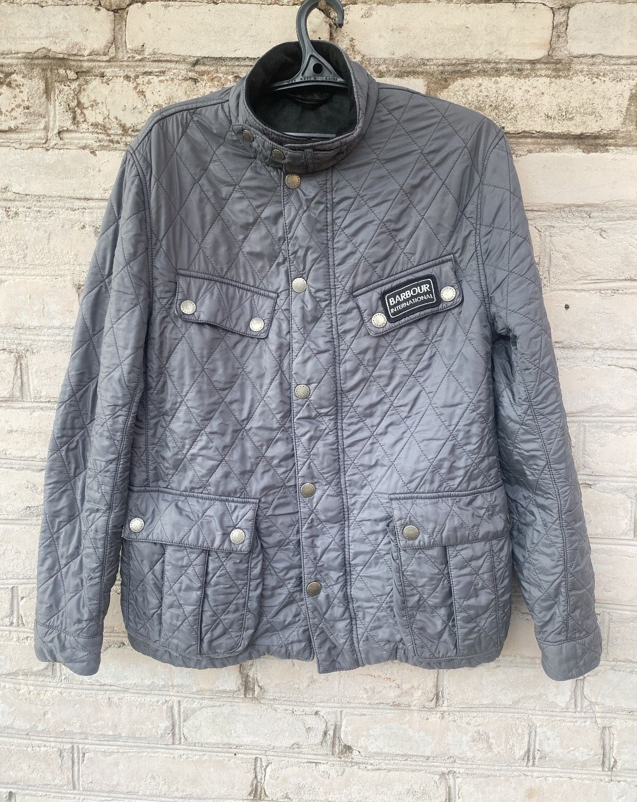 image of Barbour International Vintage Chelsea Jacket 90's in Grey, Men's (Size Small)