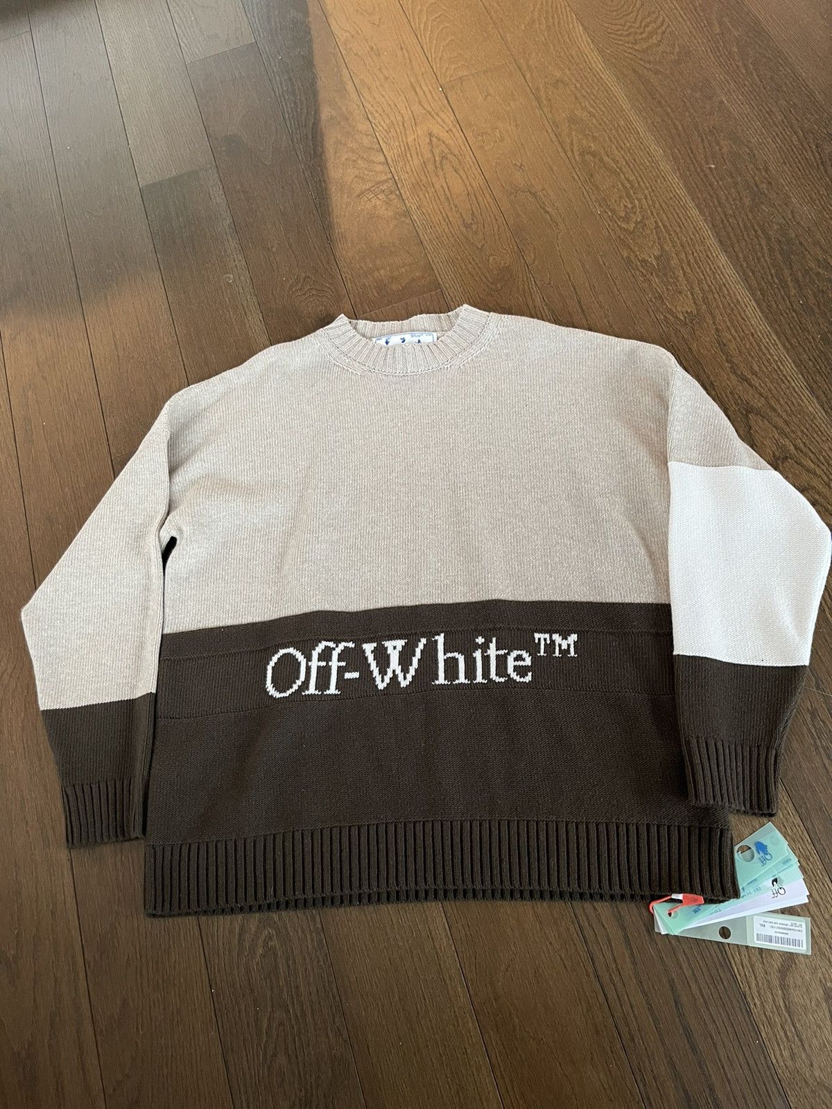 Off-White Off White colour-block logo intarsia jumper BRAND NEW | Grailed
