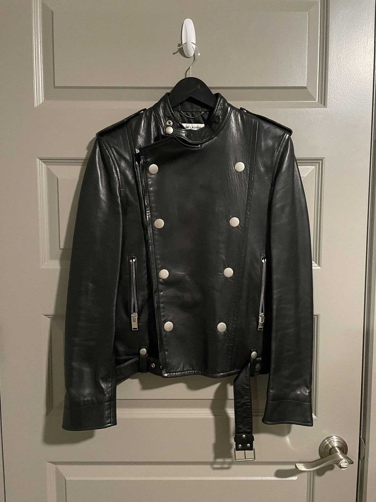 Pre-owned Saint Laurent Ss13 Campaign Asymmetric Biker In Black