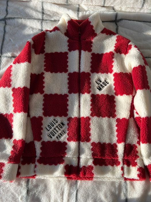 Louis Vuitton Nigo Red Checkered Fleece Jacket