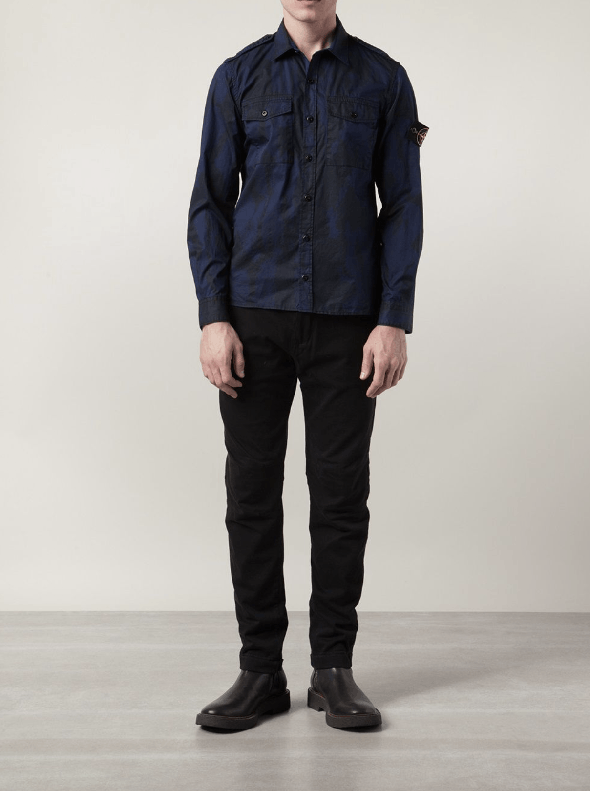 Stone Island Tonal blue camo cotton shirt Size US S / EU 44-46 / 1 - 2 Thumbnail