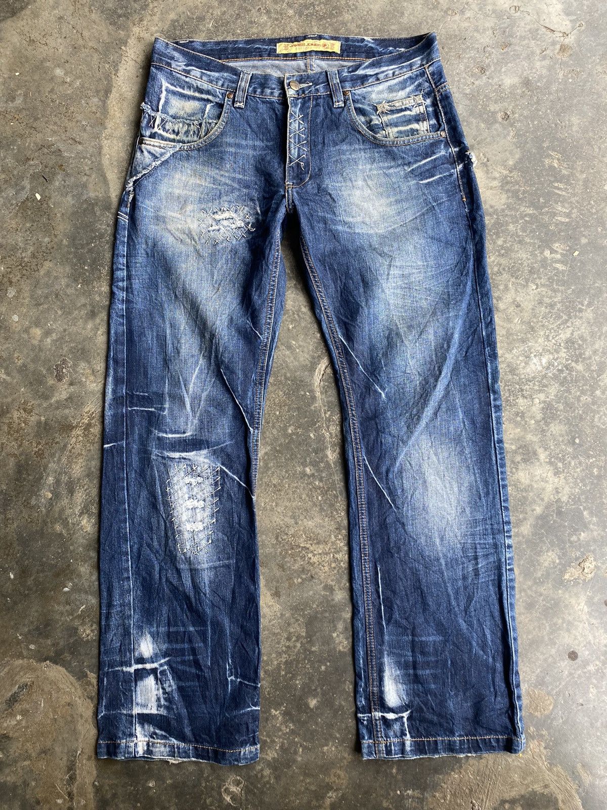 Japanese Brand James Jones Distressed Design Jeas Size US 35 - 1 Thumbnail