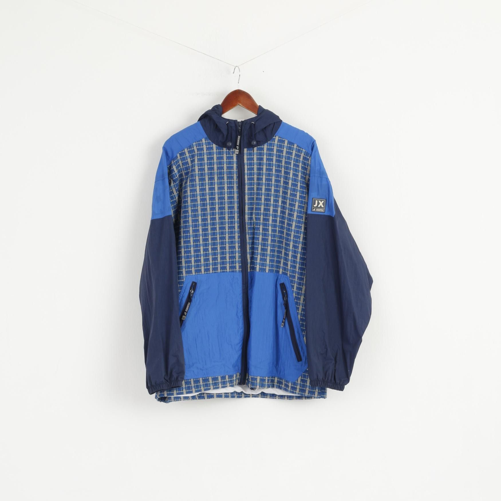 Vintage Jeantex Men XL 46/48 Jacket Blue Hooded Nylon 5356 Size US XL / EU 56 / 4 - 2 Thumbnail