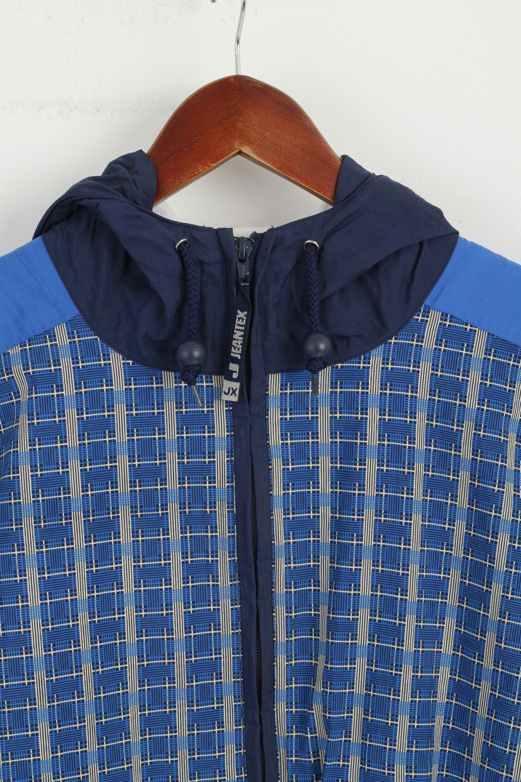 Vintage Jeantex Men XL 46/48 Jacket Blue Hooded Nylon 5356 Size US XL / EU 56 / 4 - 3 Thumbnail