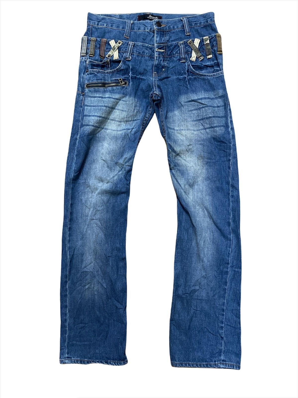 Designer × Japanese Brand Japanese Brand Dominate Double Waist Distressed Jeans Size US 31 - 1 Thumbnail