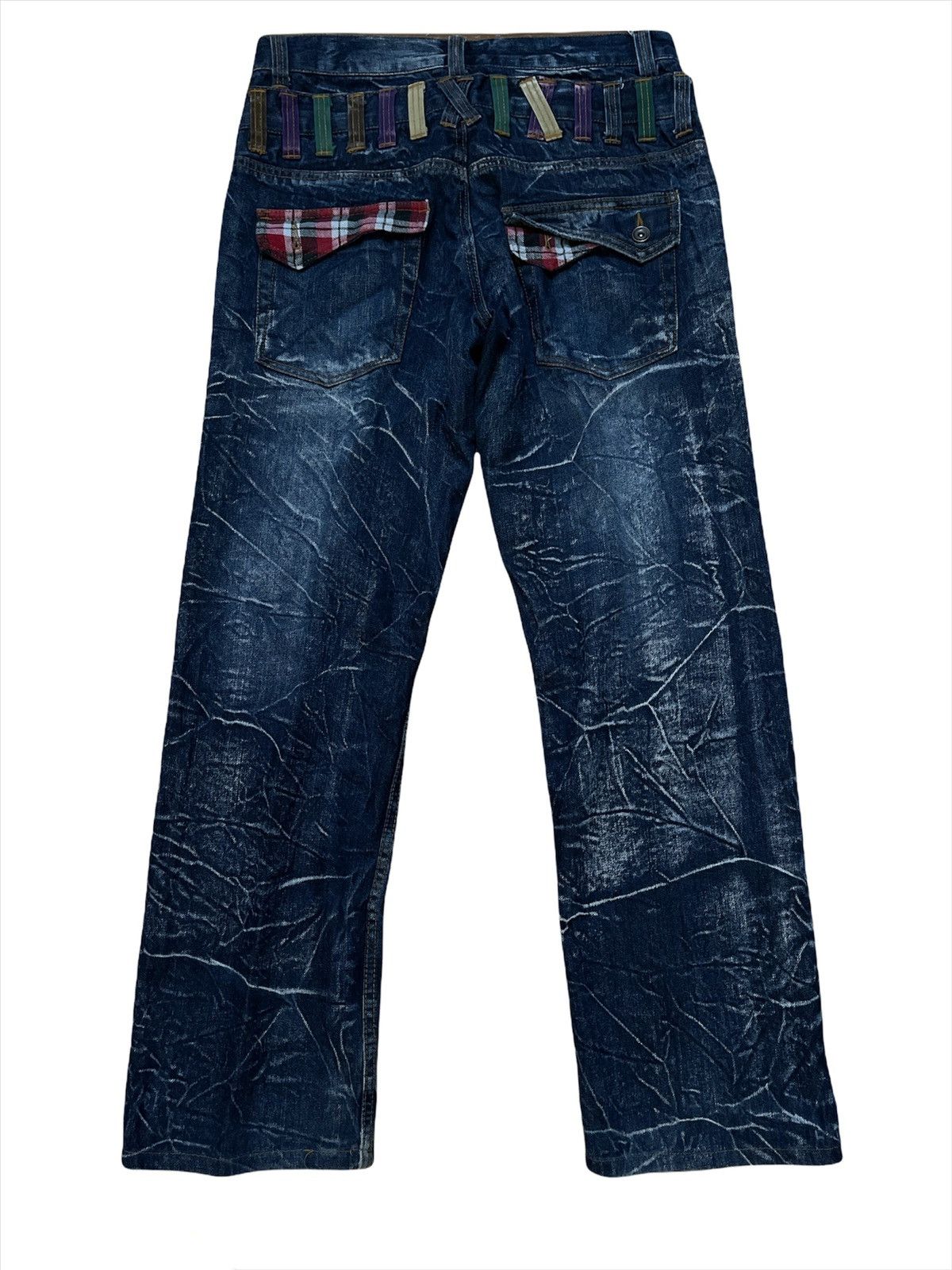 Designer × Japanese Brand 🔥NYLAUS🔥 Double Waist Acid Wash Spellout Denim Jeans Size US 32 / EU 48 - 2 Thumbnail