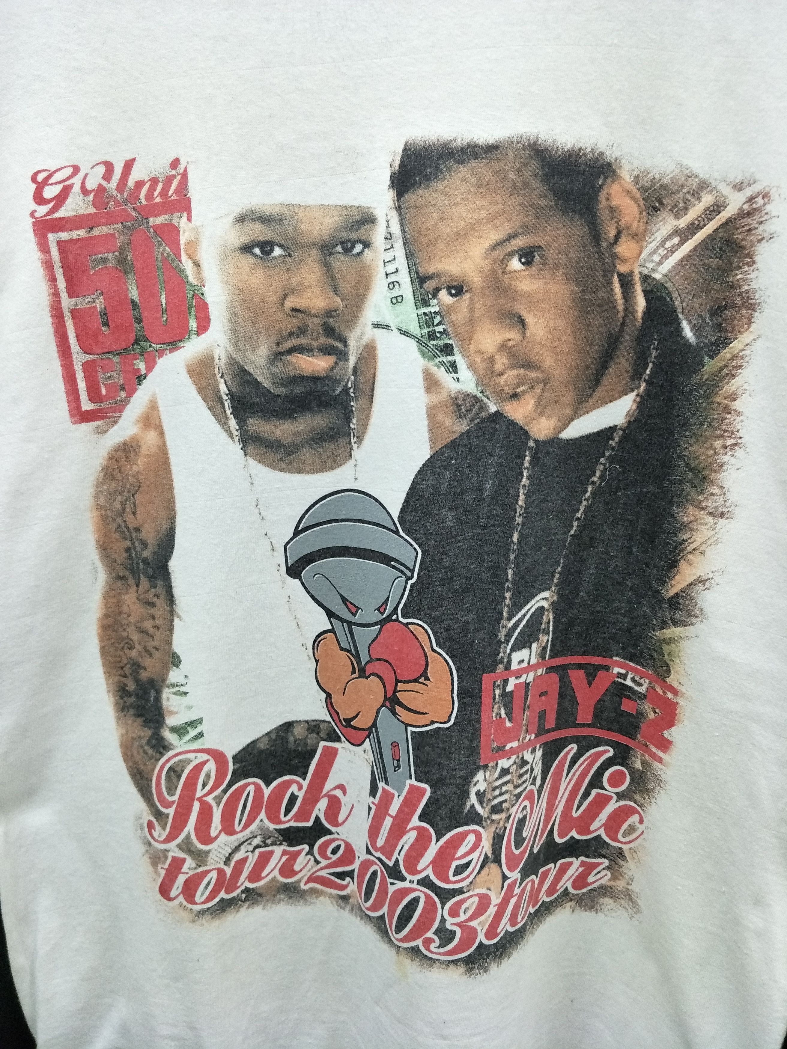 Band Tees Vintage Rock The Mic Jay-Z 50 Cent Tour 2003 Rap Tee Size US L / EU 52-54 / 3 - 3 Thumbnail