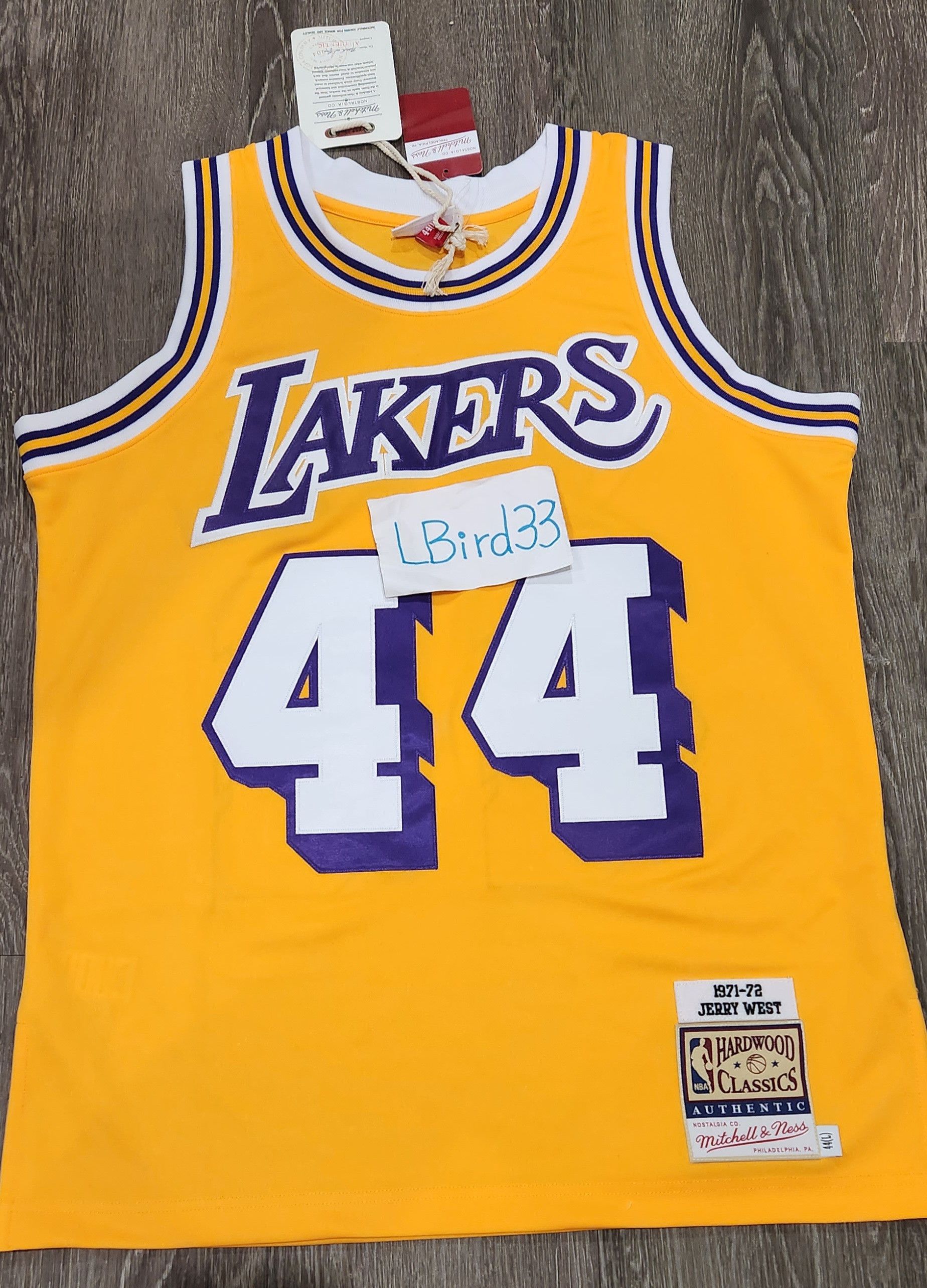 JERRY WEST #44 Los Angeles Lakers Mitchell & Ness White Jersey  Men's LARGE 52