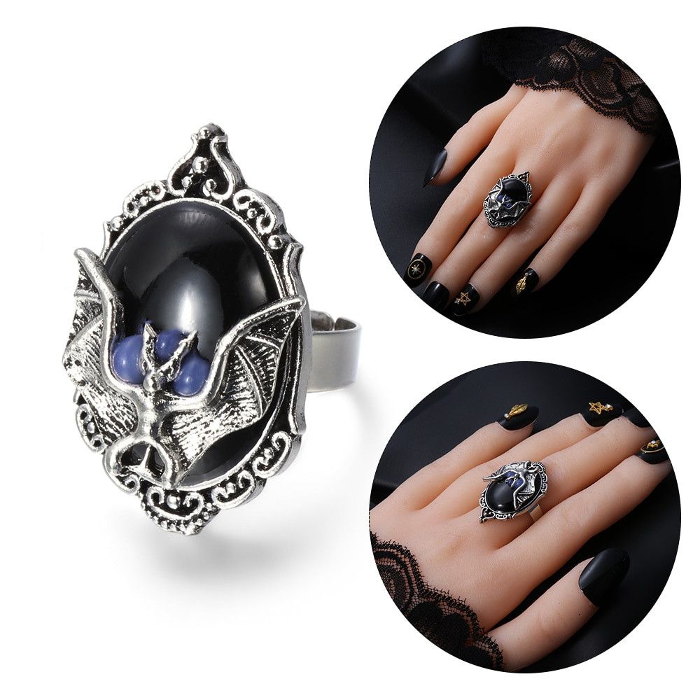 Jewelry Black Bat Ring Size ONE SIZE - 6 Thumbnail