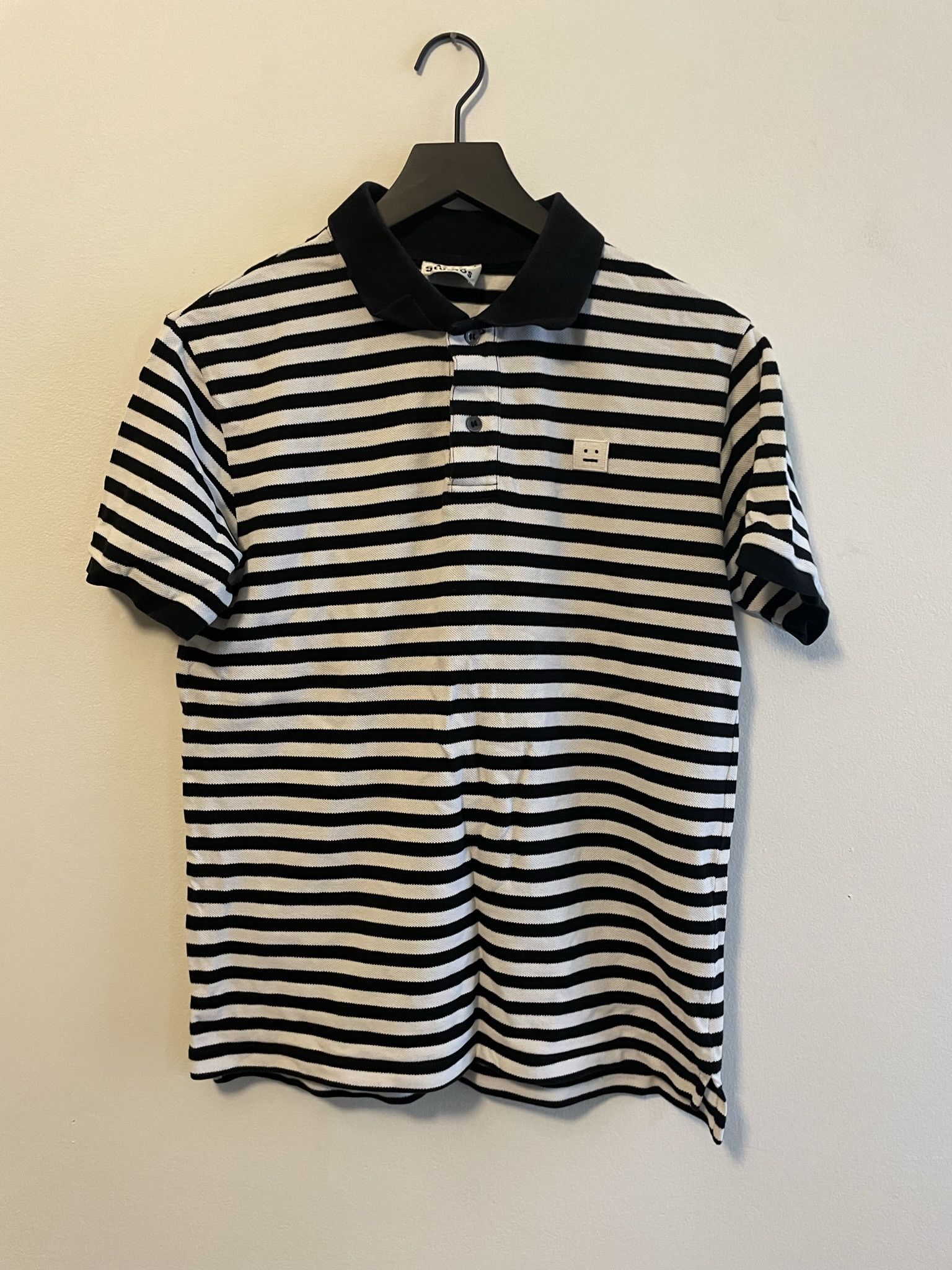 image of Acne Studios Kolby Stripes Paw Pique Polo in Black White, Men's (Size Medium)