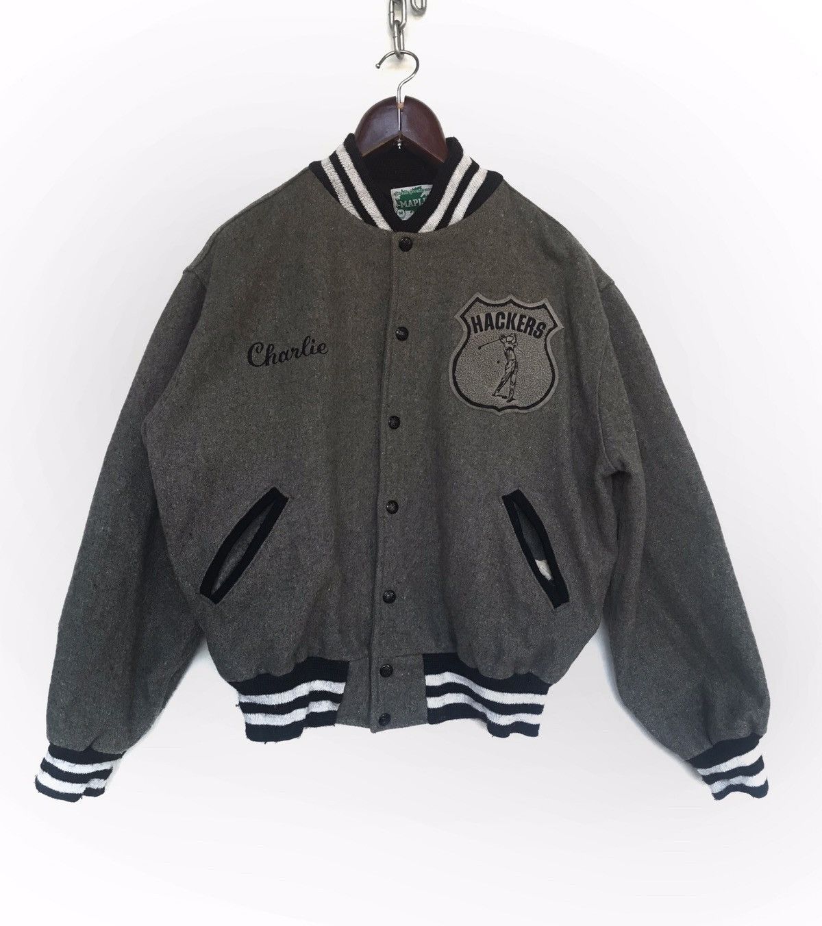 Vintage Vintage Hackers Varsity Jacket Athletics Sportwear Size US M / EU 48-50 / 2 - 1 Thumbnail