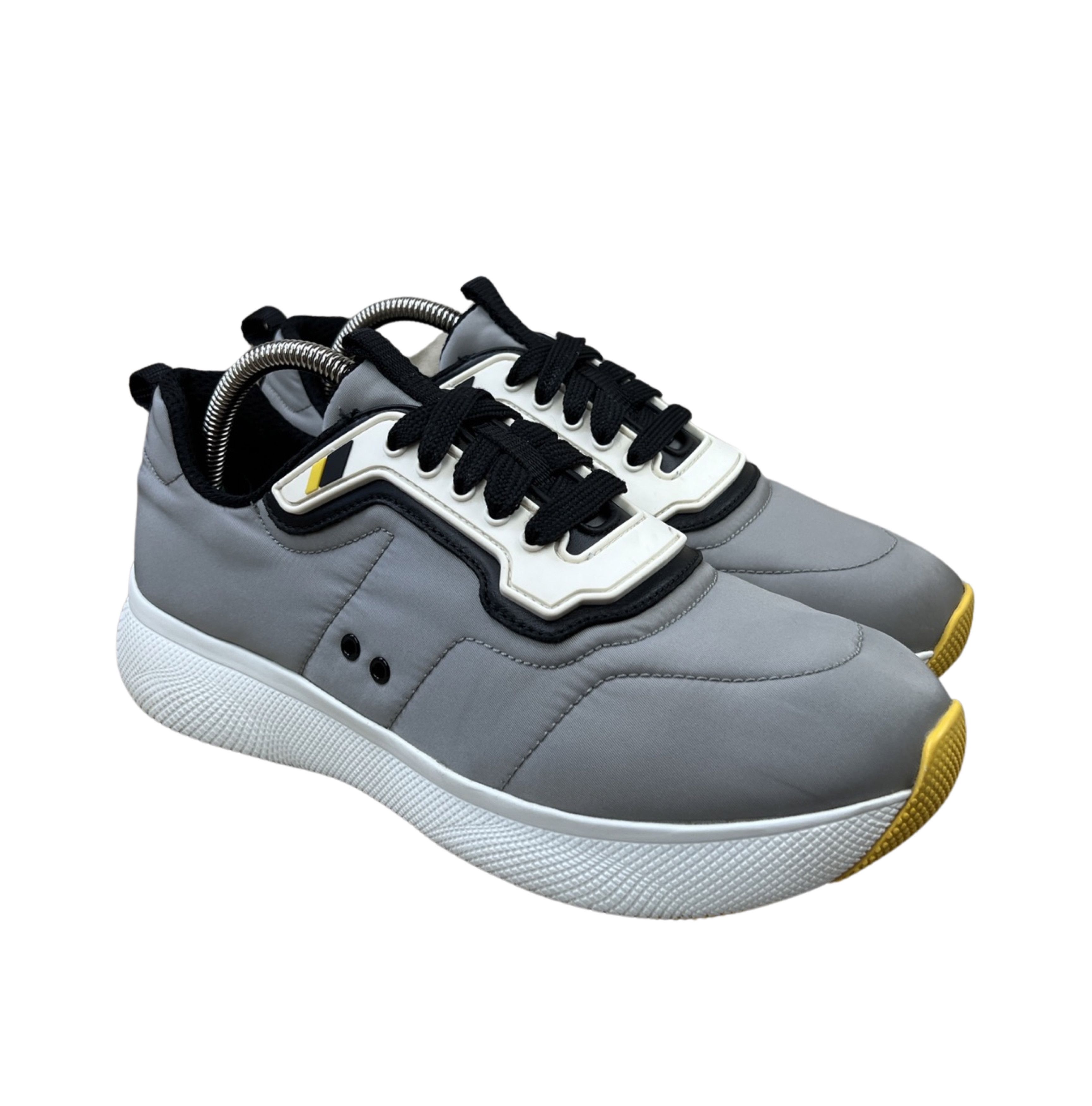 Prada Gray Nylon Lace Up Sneakers