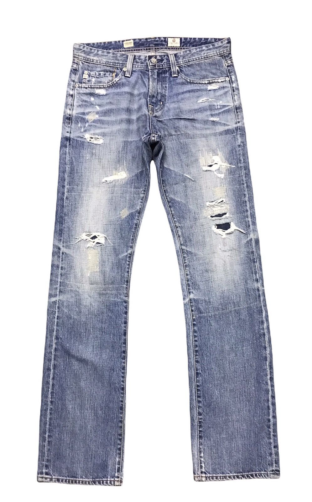 AG Adriano Goldschmied Adriano Goldschmied Straight Leg Distressed Denim Jeans Size US 32 / EU 48 - 1 Thumbnail