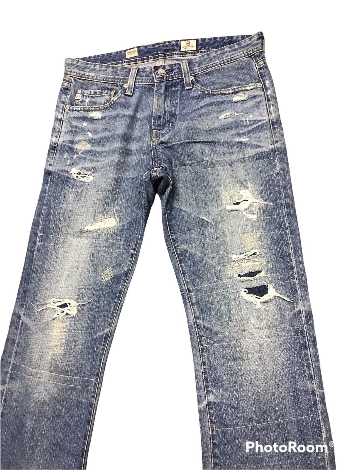 AG Adriano Goldschmied Adriano Goldschmied Straight Leg Distressed Denim Jeans Size US 32 / EU 48 - 3 Thumbnail
