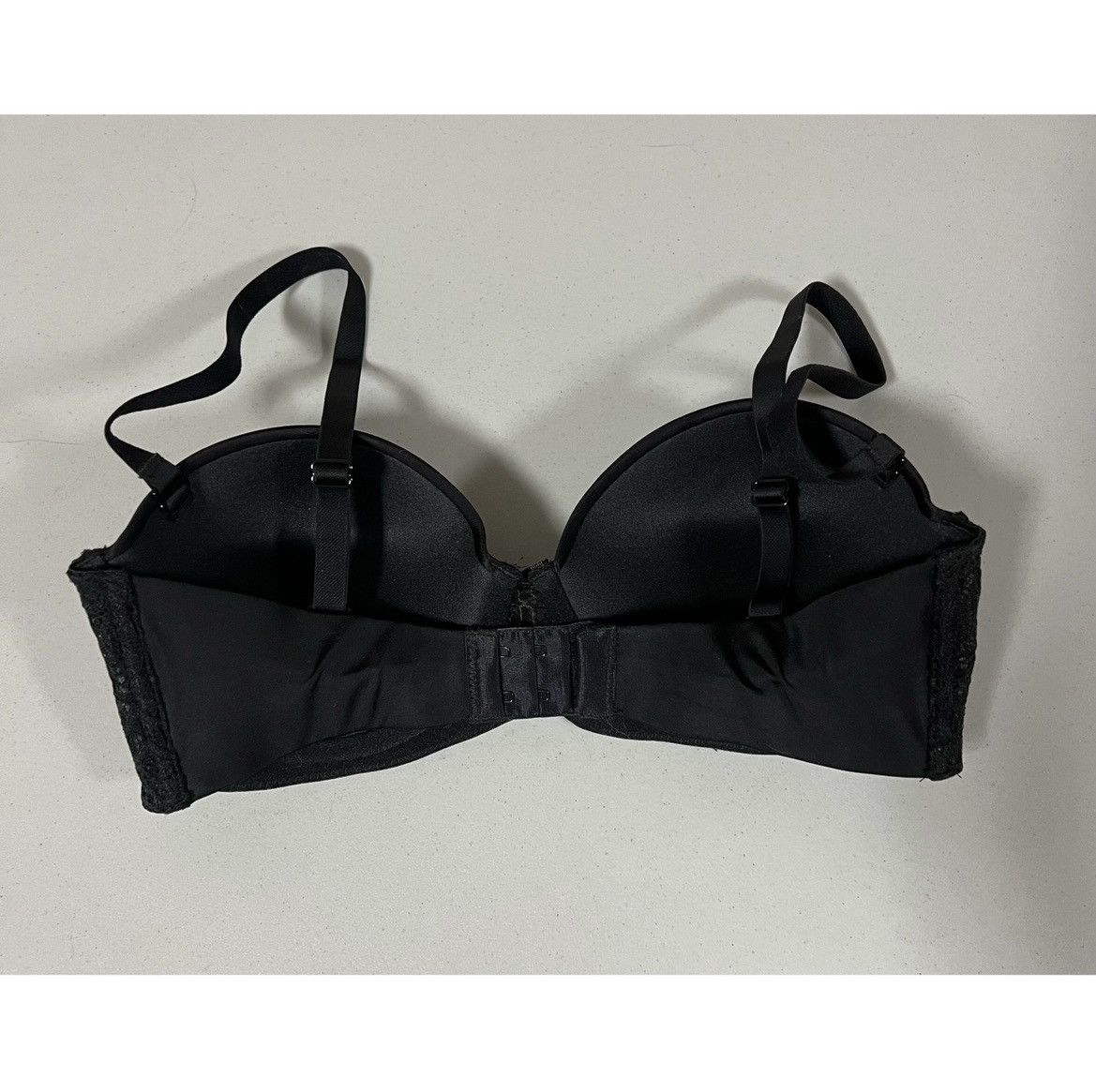 Vintage Black Lace Push-Up Balconette Bra Brassiere Lingerie 34C 🖤 Size ONE SIZE - 2 Thumbnail