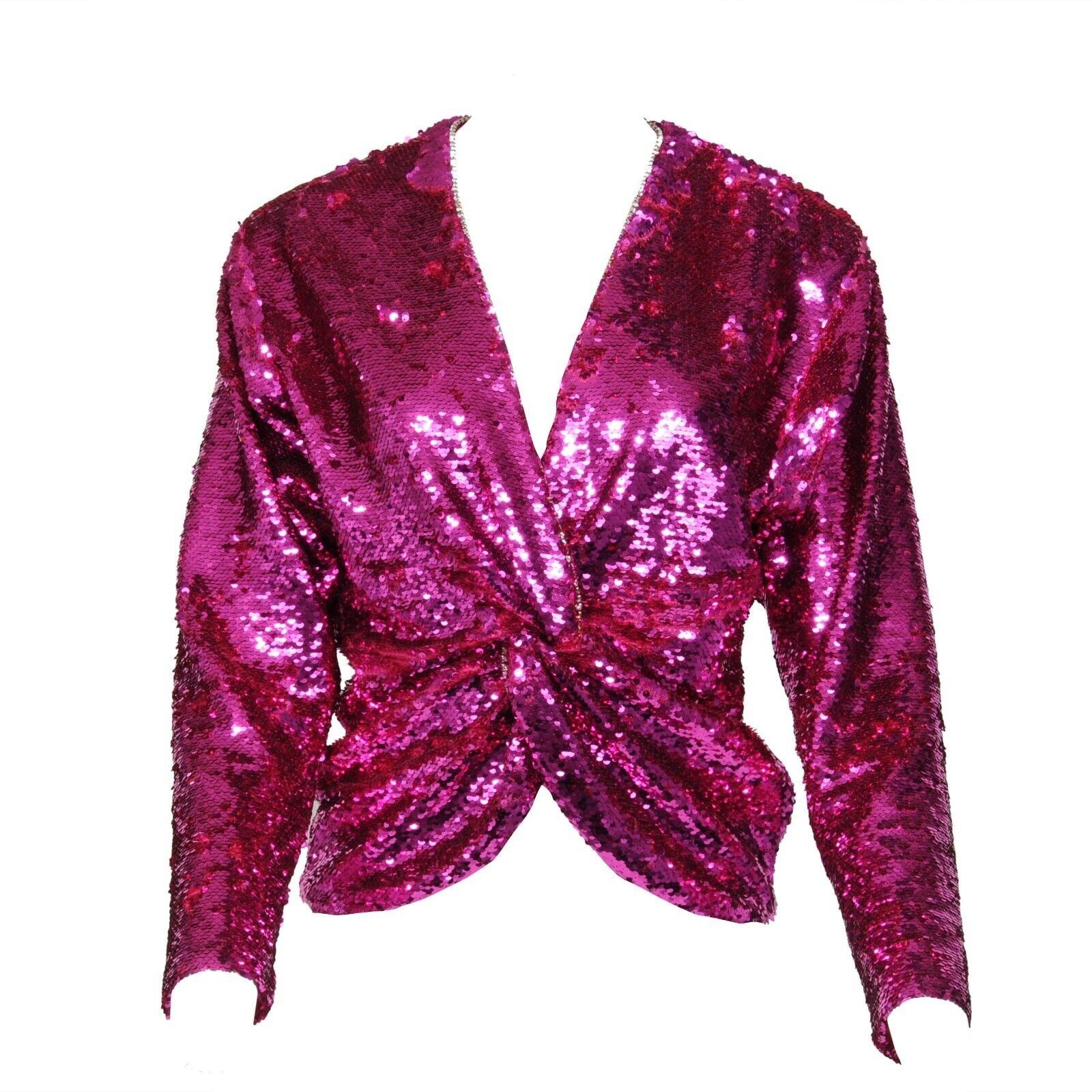Other Dundas Sequin V Neck Silk Lined ZIp Blouse Top Size M / US 6-8 / IT 42-44 - 1 Thumbnail