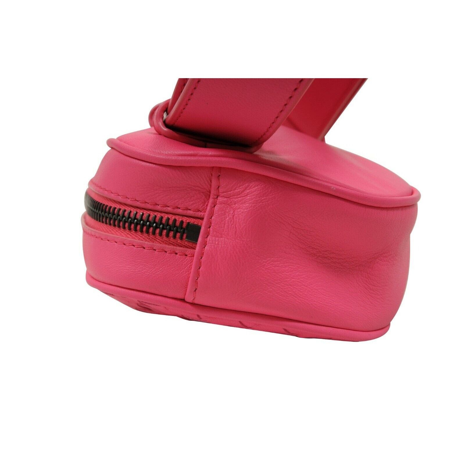 Intrecciato Nappa Oval Belt Bag Neon Pink Woven Leather