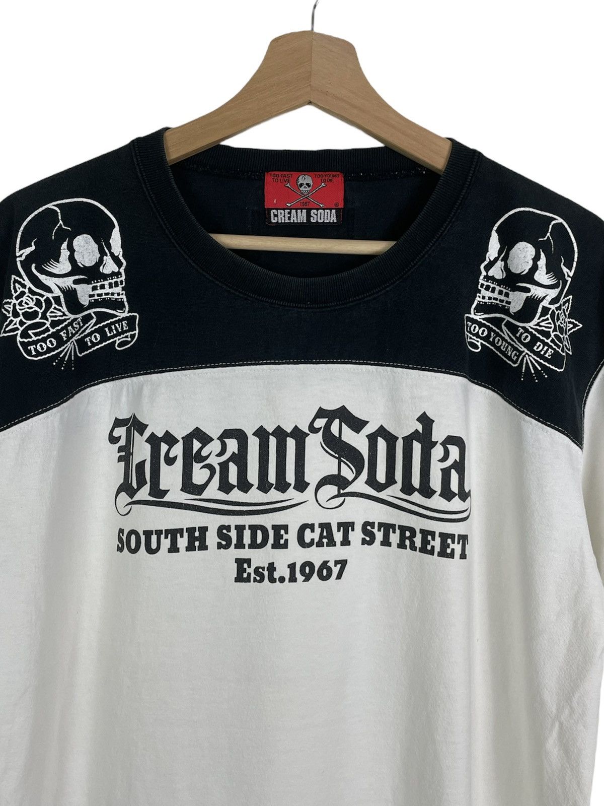 Japanese Brand Cream Soda Raglan Too Fast To Live, Too Young To Die Size US L / EU 52-54 / 3 - 3 Thumbnail