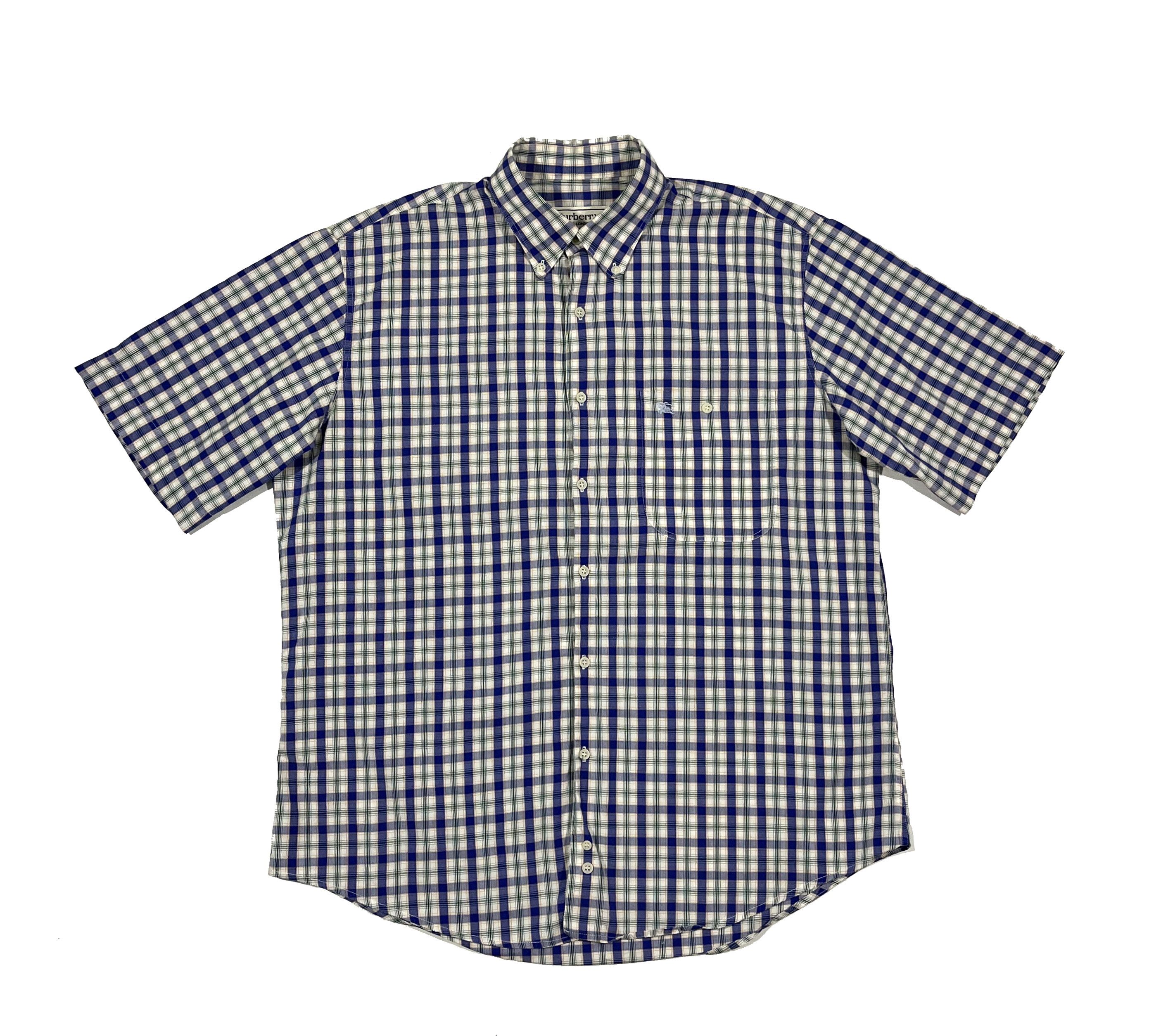 Burberry Burberrys Vintage Short Sleeve Shirt Plaid Blue Size US M / EU 48-50 / 2 - 1 Thumbnail