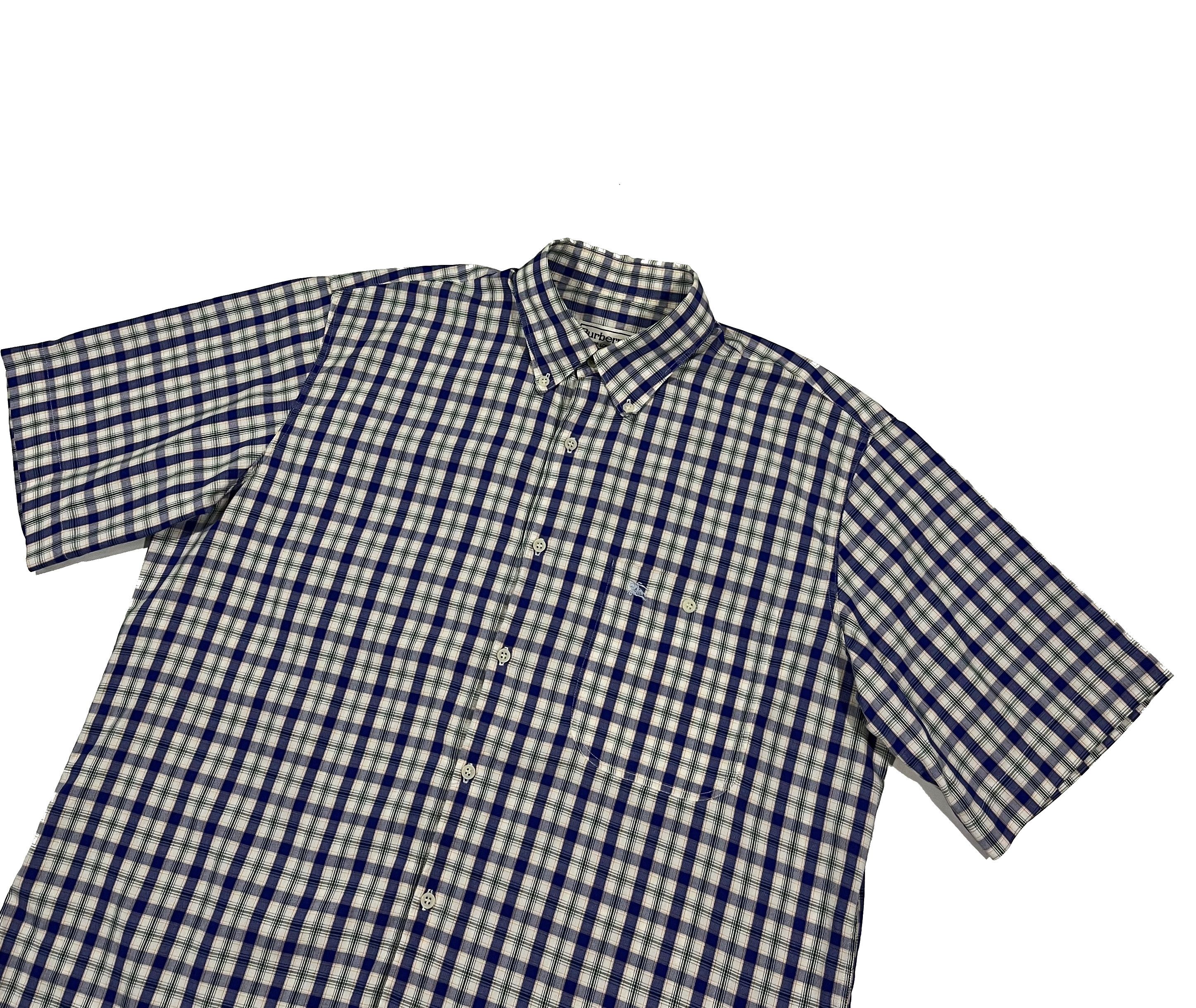 Burberry Burberrys Vintage Short Sleeve Shirt Plaid Blue Size US M / EU 48-50 / 2 - 2 Thumbnail