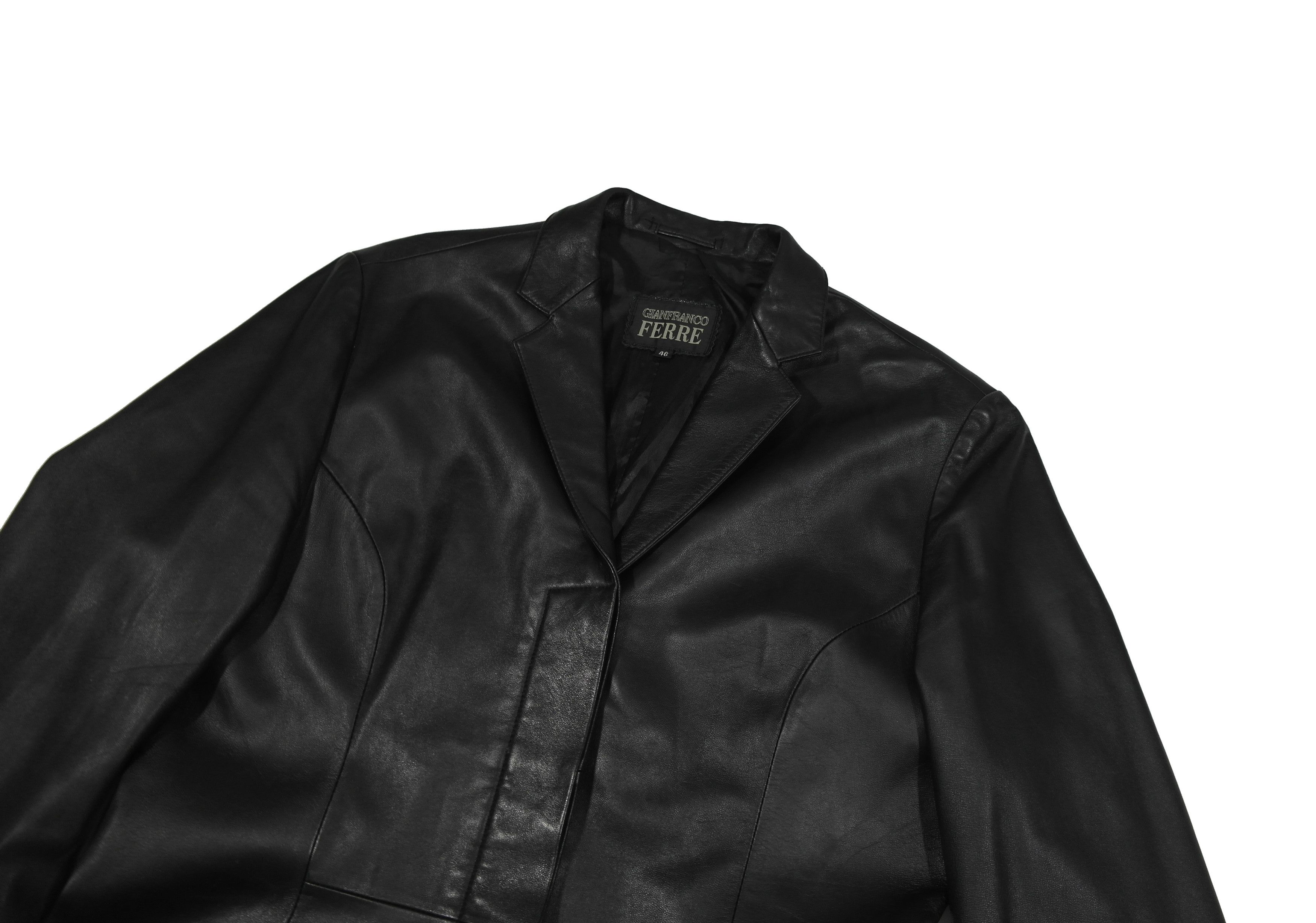 Ferre Vintage Gianfranco Ferre Leather Coat Size L / US 10 / IT 46 - 4 Thumbnail