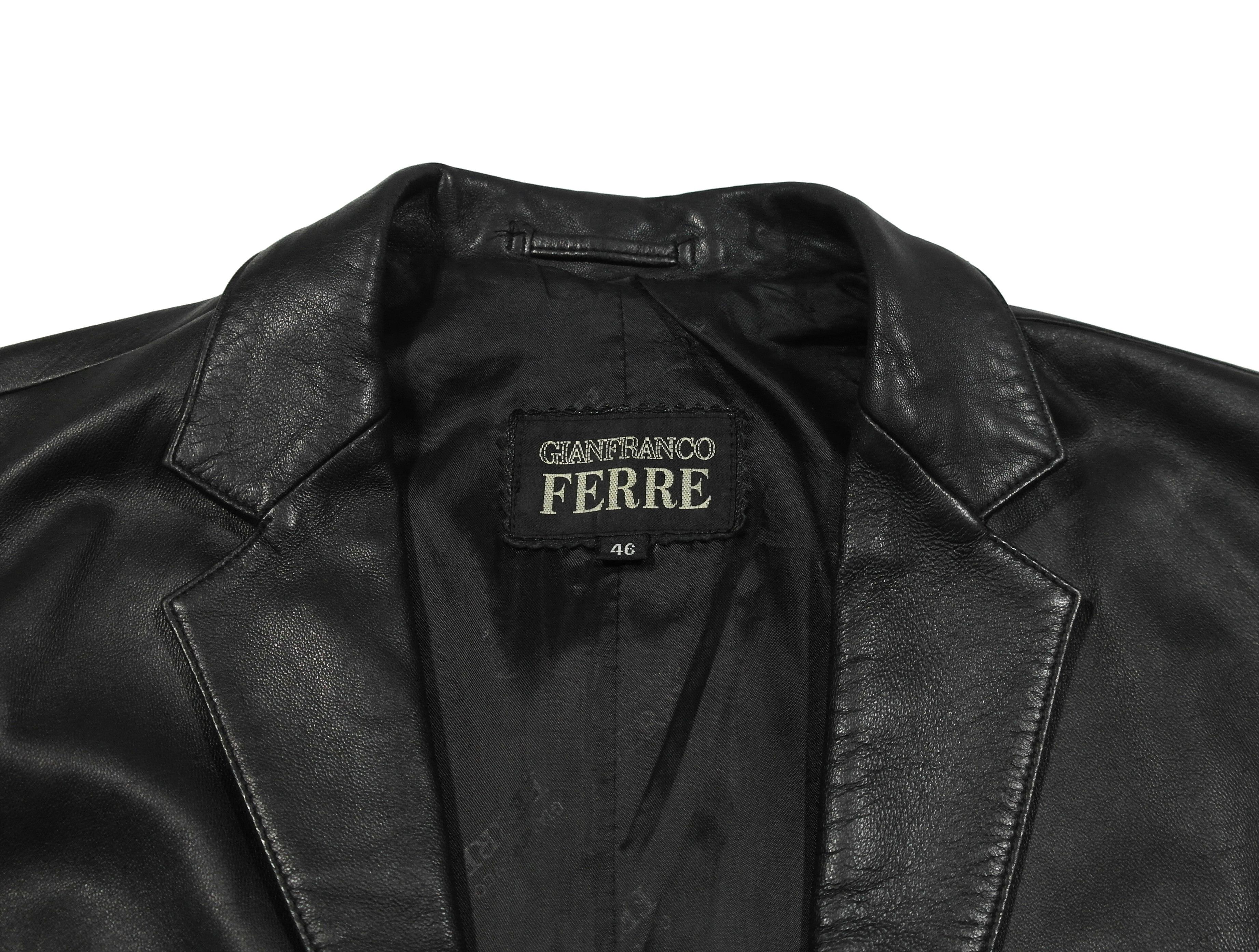 Ferre Vintage Gianfranco Ferre Leather Coat Size L / US 10 / IT 46 - 10 Thumbnail