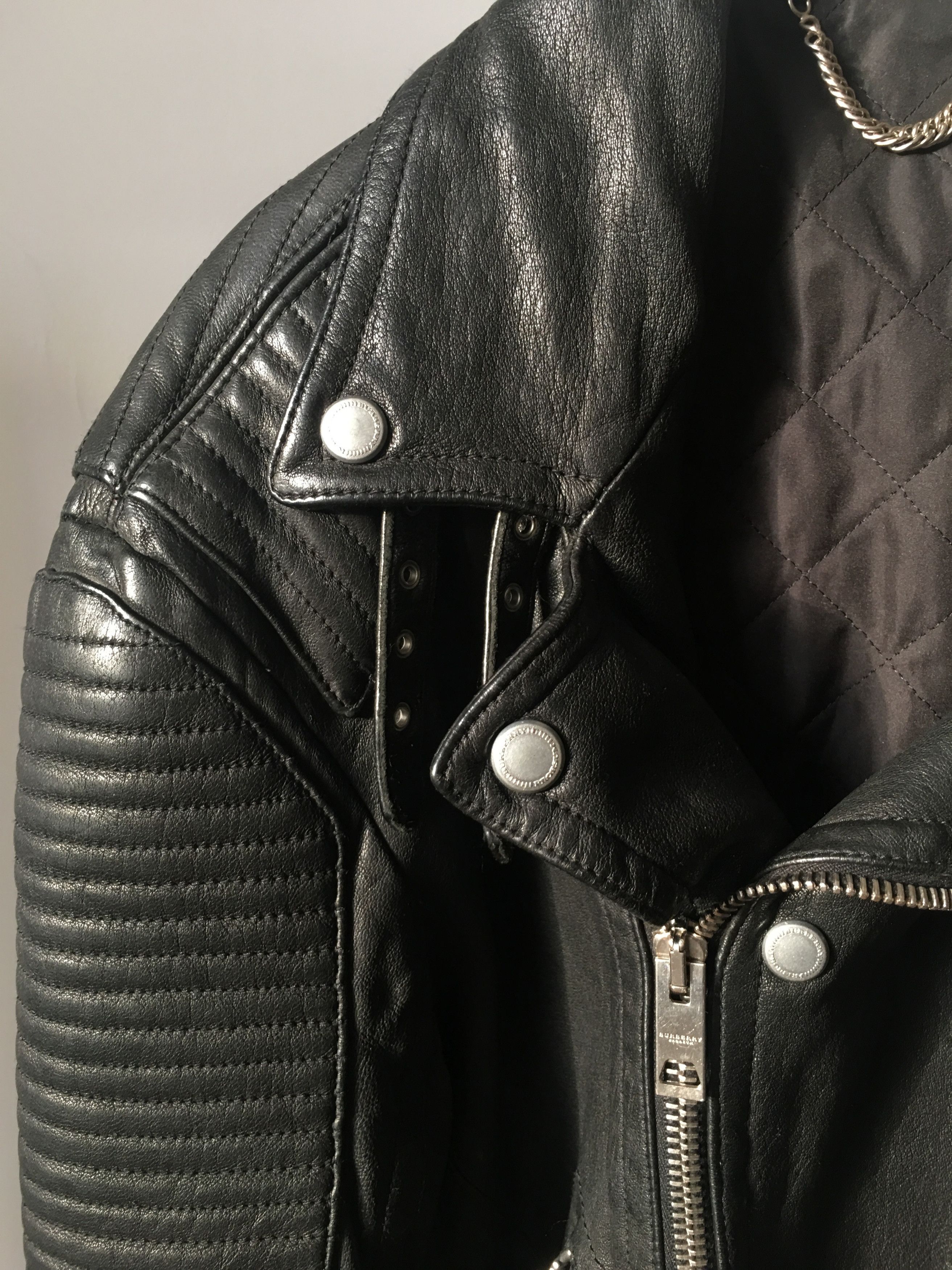 Burberry Prorsum SS11 Quilted Panel Biker Leather Jacket Perfecto Size US L / EU 52-54 / 3 - 3 Thumbnail