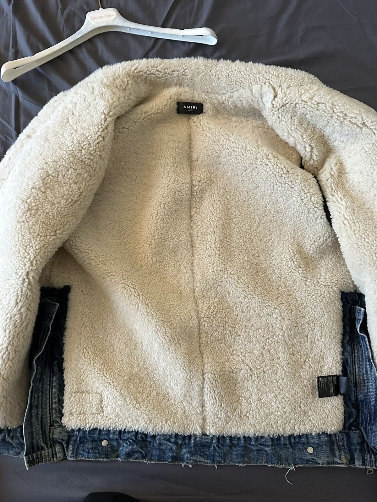 Amiri Amiri Shearling trucker denim jacket dirty indigo Size US L / EU 52-54 / 3 - 4 Thumbnail