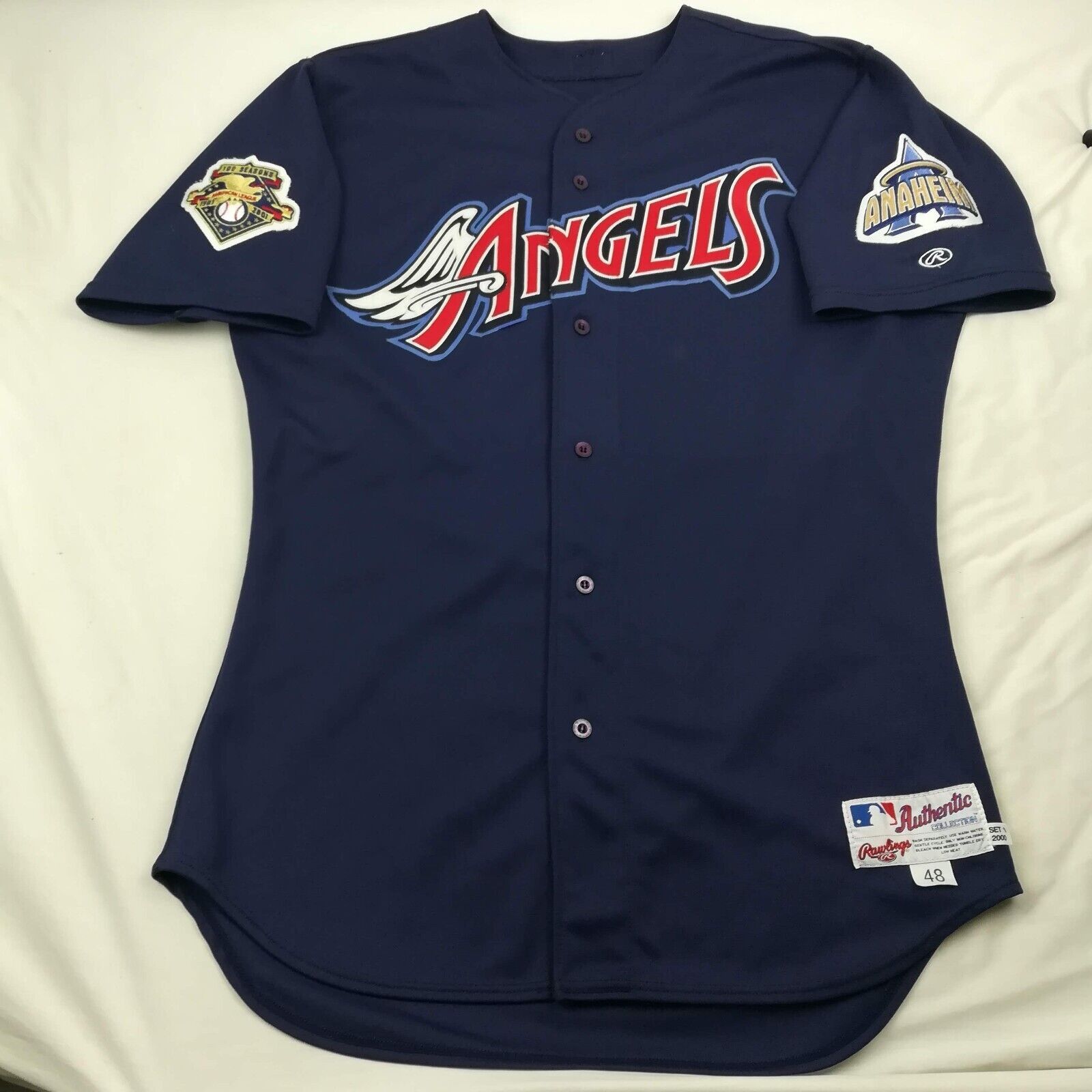 MLB × Vintage 2000 Anaheim Angels Jamie Burke Game Used Jersey Rawlings Size US XL / EU 56 / 4 - 1 Thumbnail