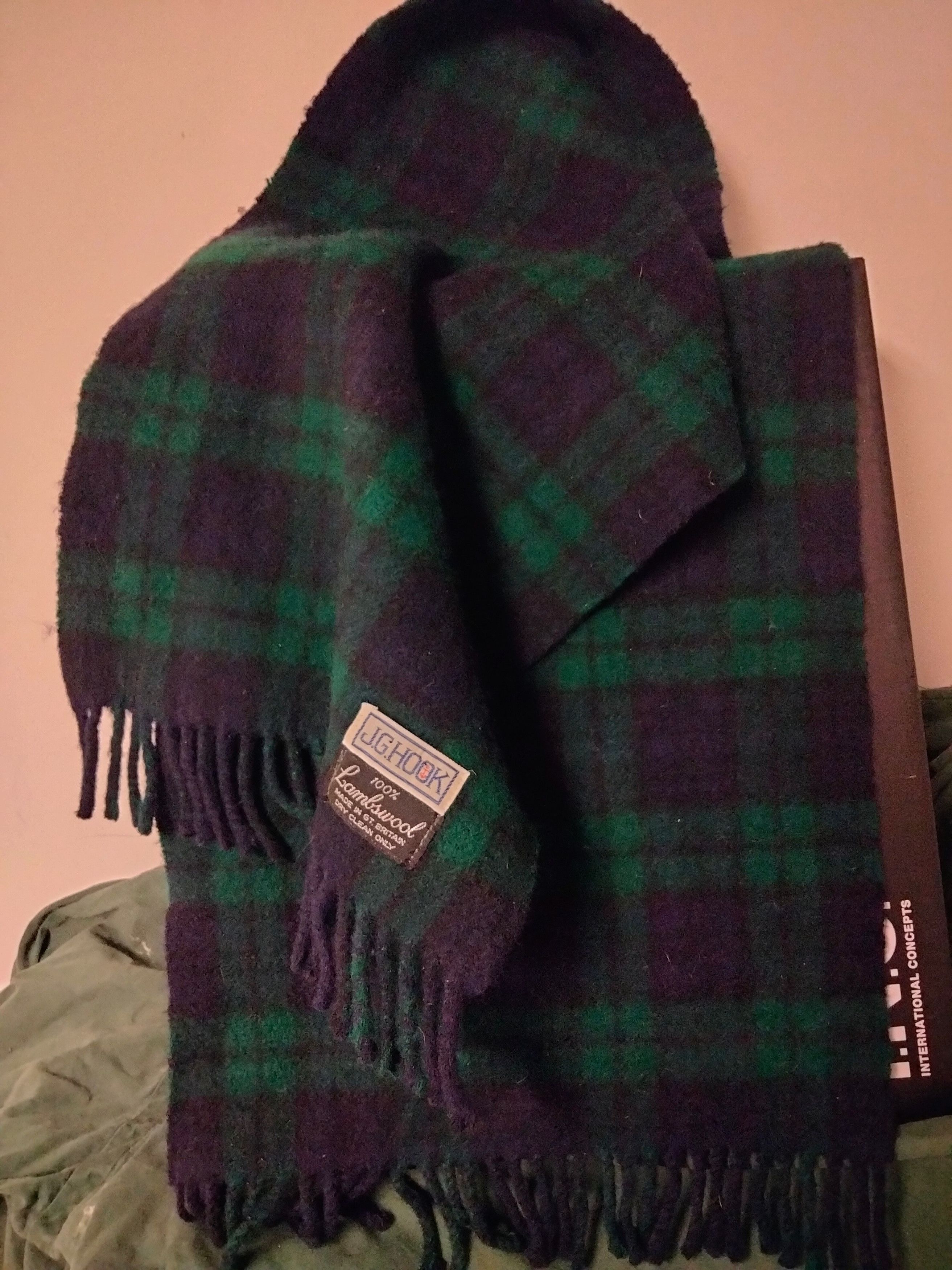 Last Drop💥J.G. Hook Vintage Reversible Wool Scarf