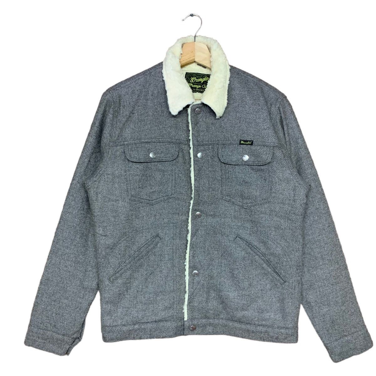 image of Beams Plus x Winter Session Wrangler X Beams Sherpa Winter Jacket in Grey, Men's (Size Medium)