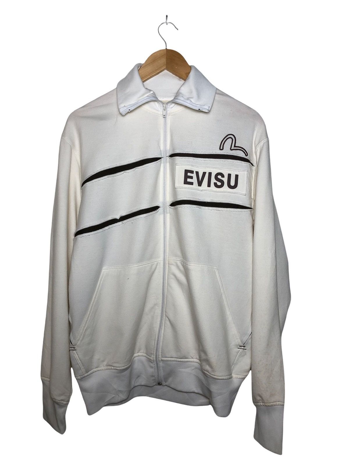 image of Evisu Zipper Sweater in White, Men's (Size Large)