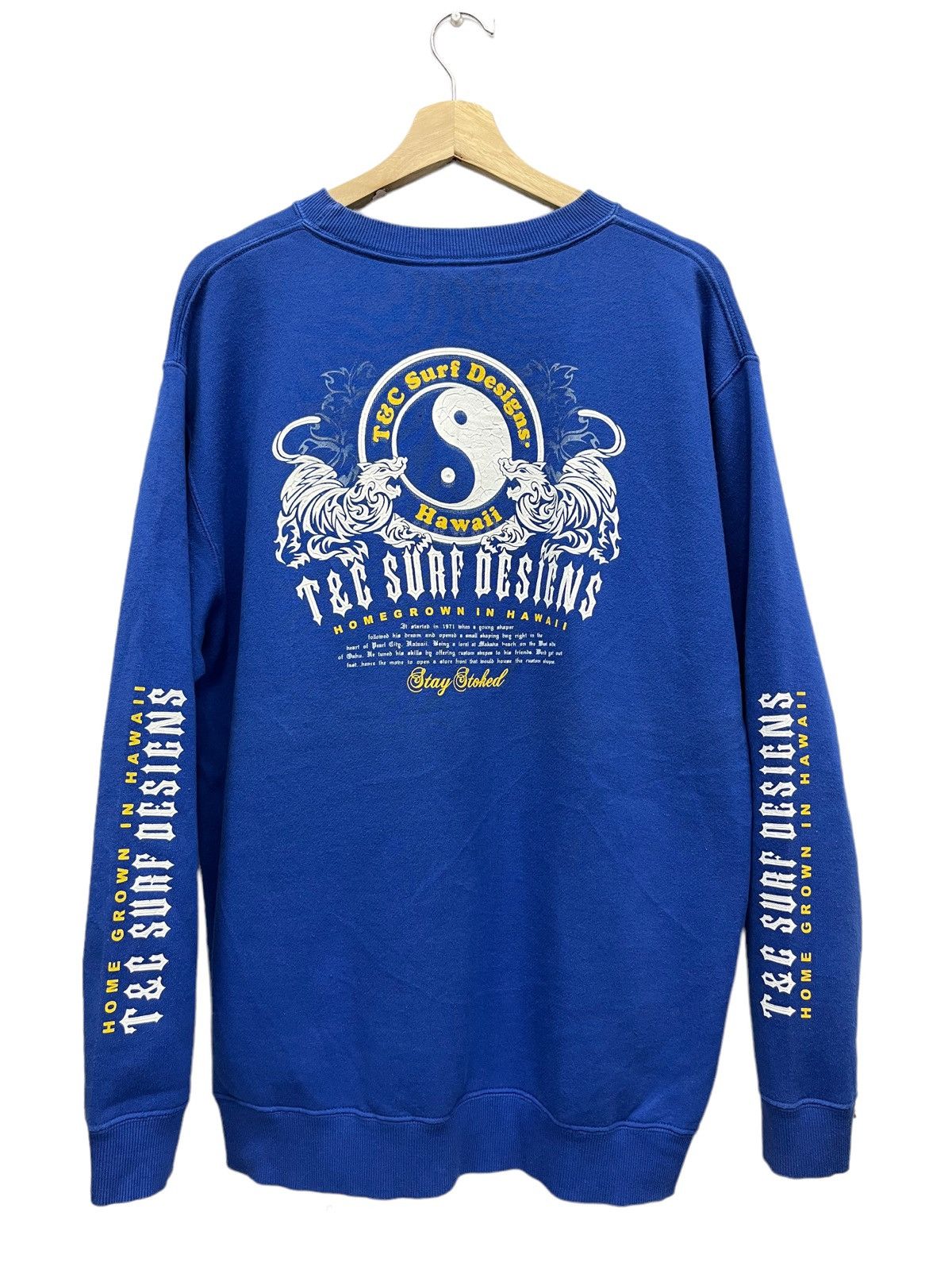 Japanese Brand T&C Surf Designs Homegrown In Hawaii Sukajan Tiger Sweater Size US L / EU 52-54 / 3 - 1 Thumbnail