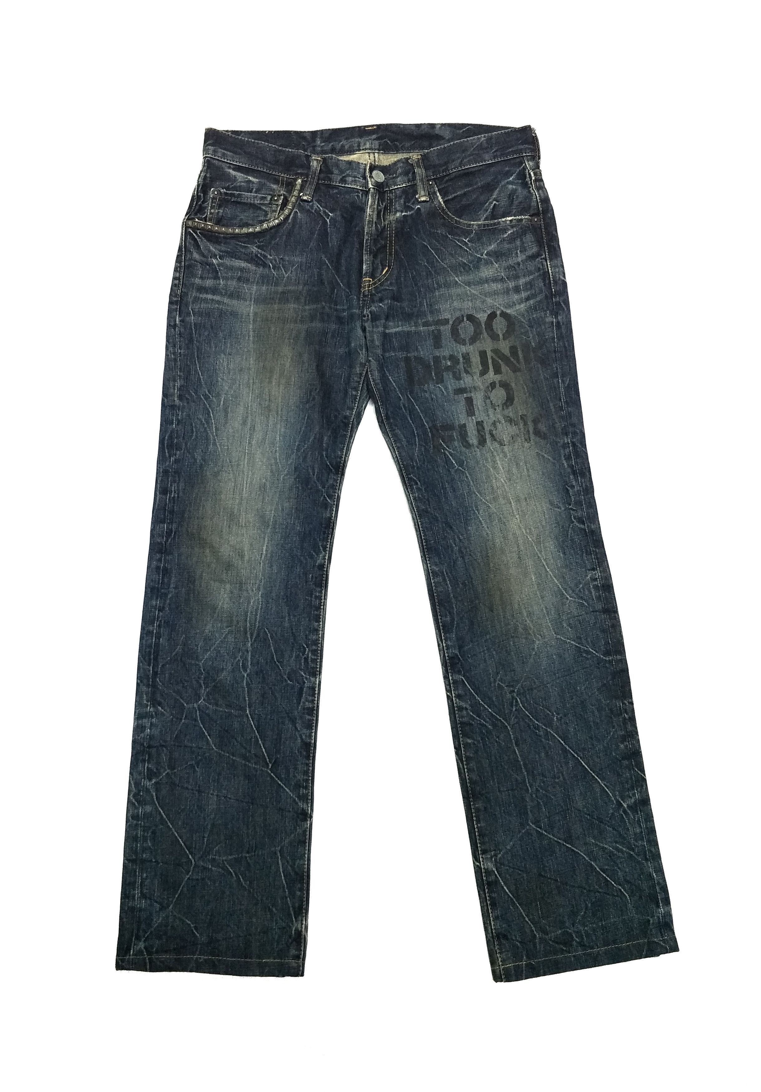 image of Hysteric Glamour 'too Drunk To Fuck' The Dead Kennedys Denim Jeans in Denim Faded, Men's (Size 32)