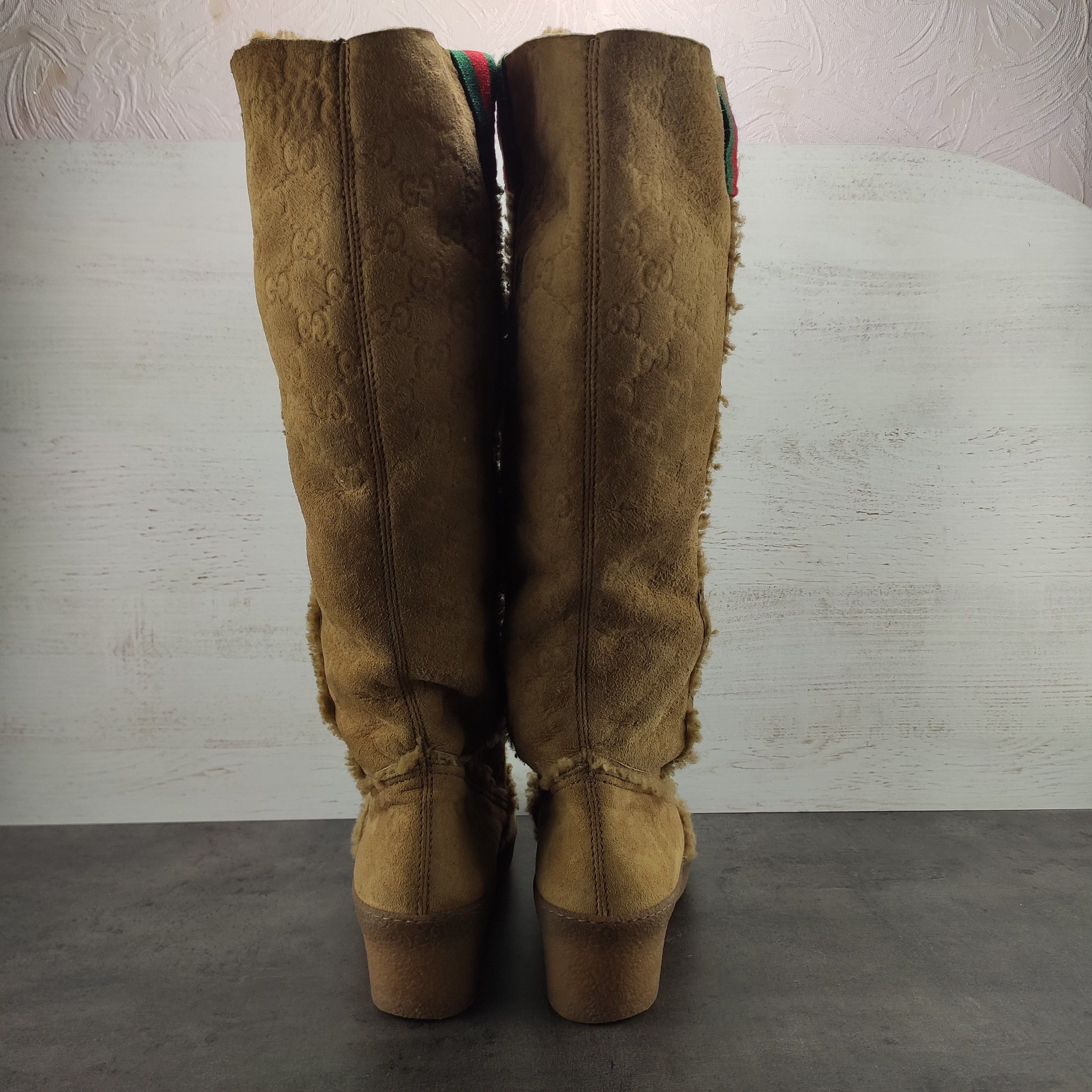 Gucci Gucci GG Suede Wedge Monogram High Boots Size US 7.5 / IT 37.5 - 5 Thumbnail