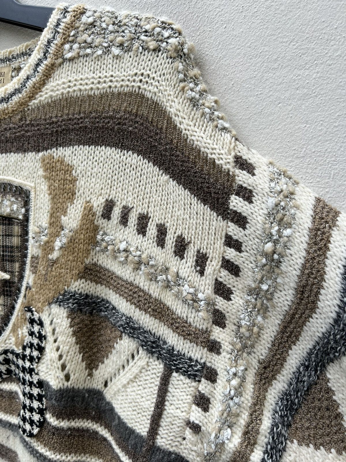 Vintage × Yoshiyuki Konishi Vintage Yoshiyuki Konishi Hand Knit Tribal Knitwear Sweater Size US XL / EU 56 / 4 - 9 Thumbnail
