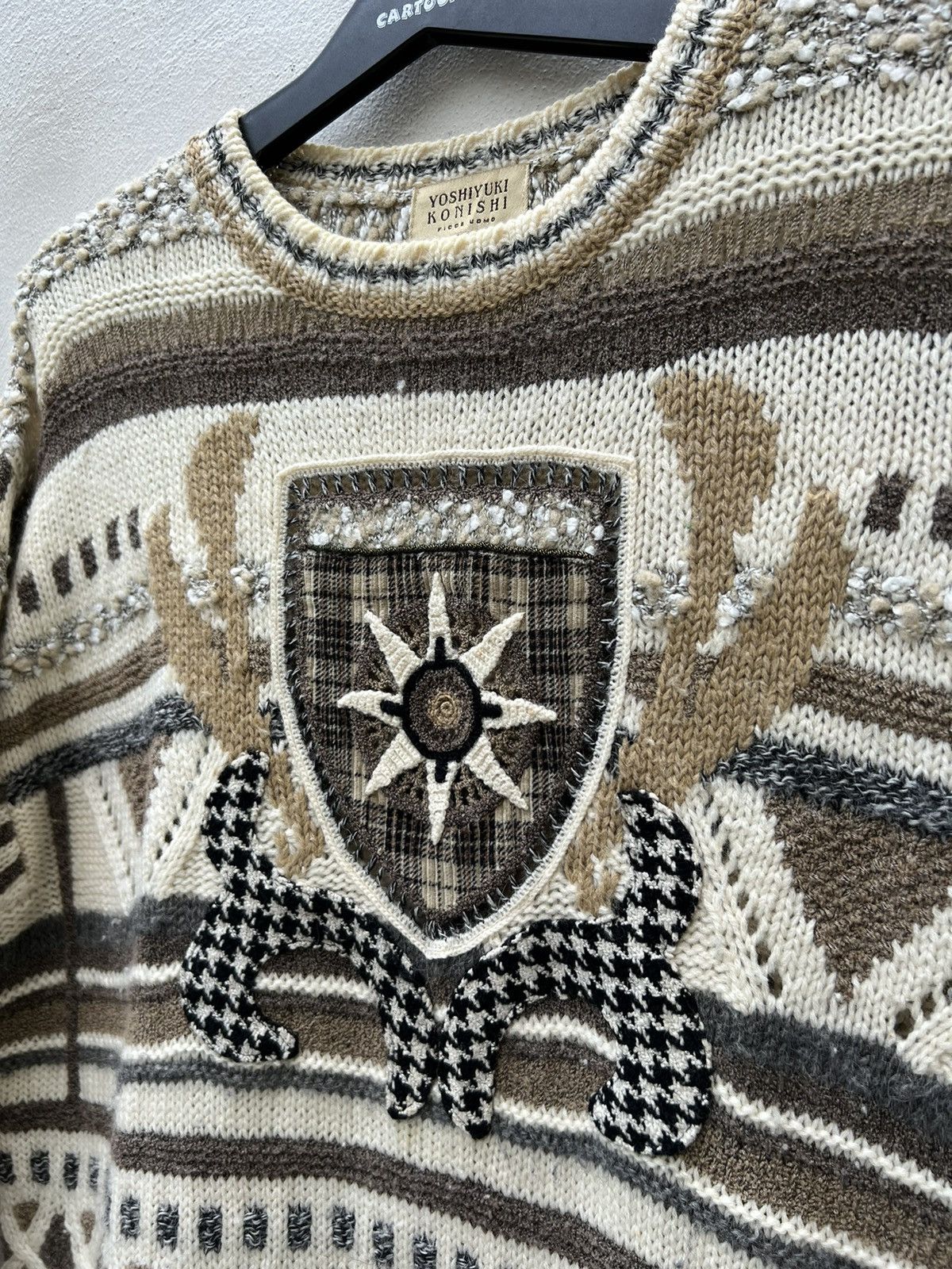 Vintage × Yoshiyuki Konishi Vintage Yoshiyuki Konishi Hand Knit Tribal Knitwear Sweater Size US XL / EU 56 / 4 - 12 Thumbnail