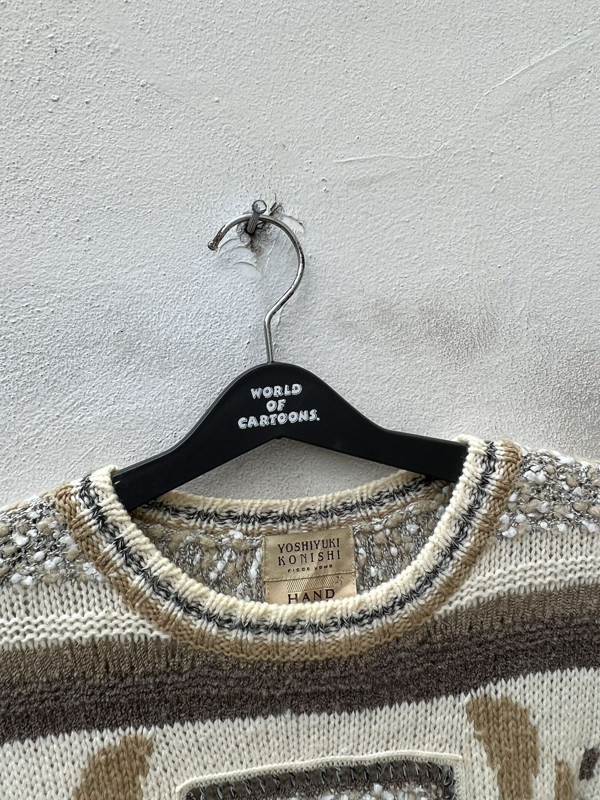 Vintage × Yoshiyuki Konishi Vintage Yoshiyuki Konishi Hand Knit Tribal Knitwear Sweater Size US XL / EU 56 / 4 - 8 Thumbnail