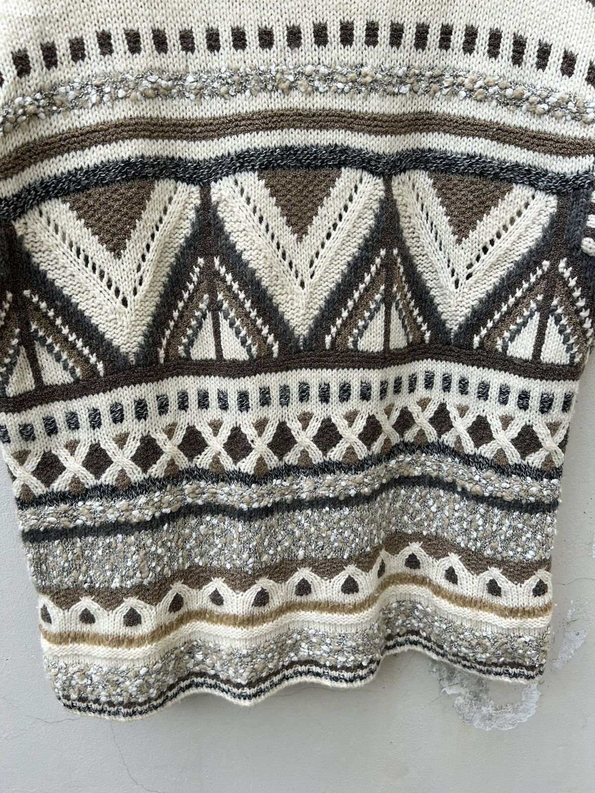 Vintage × Yoshiyuki Konishi Vintage Yoshiyuki Konishi Hand Knit Tribal Knitwear Sweater Size US XL / EU 56 / 4 - 15 Thumbnail