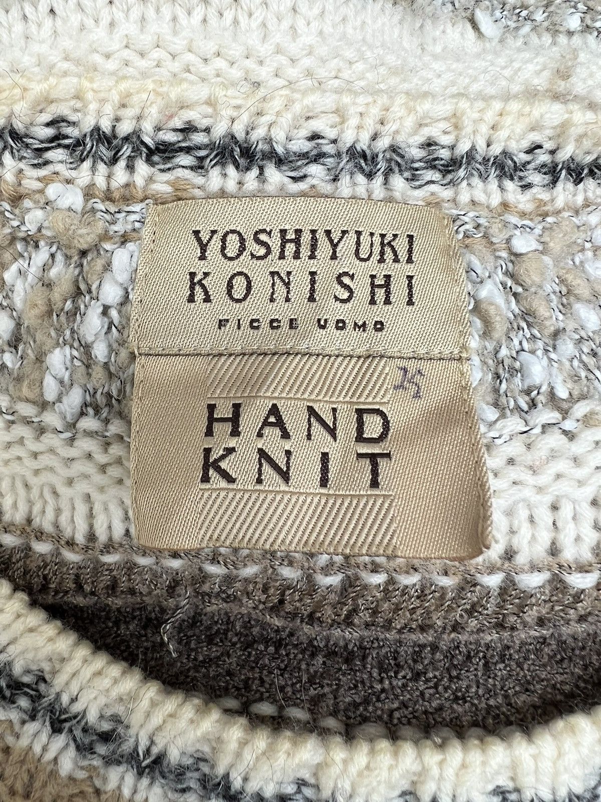 Vintage × Yoshiyuki Konishi Vintage Yoshiyuki Konishi Hand Knit Tribal Knitwear Sweater Size US XL / EU 56 / 4 - 21 Thumbnail