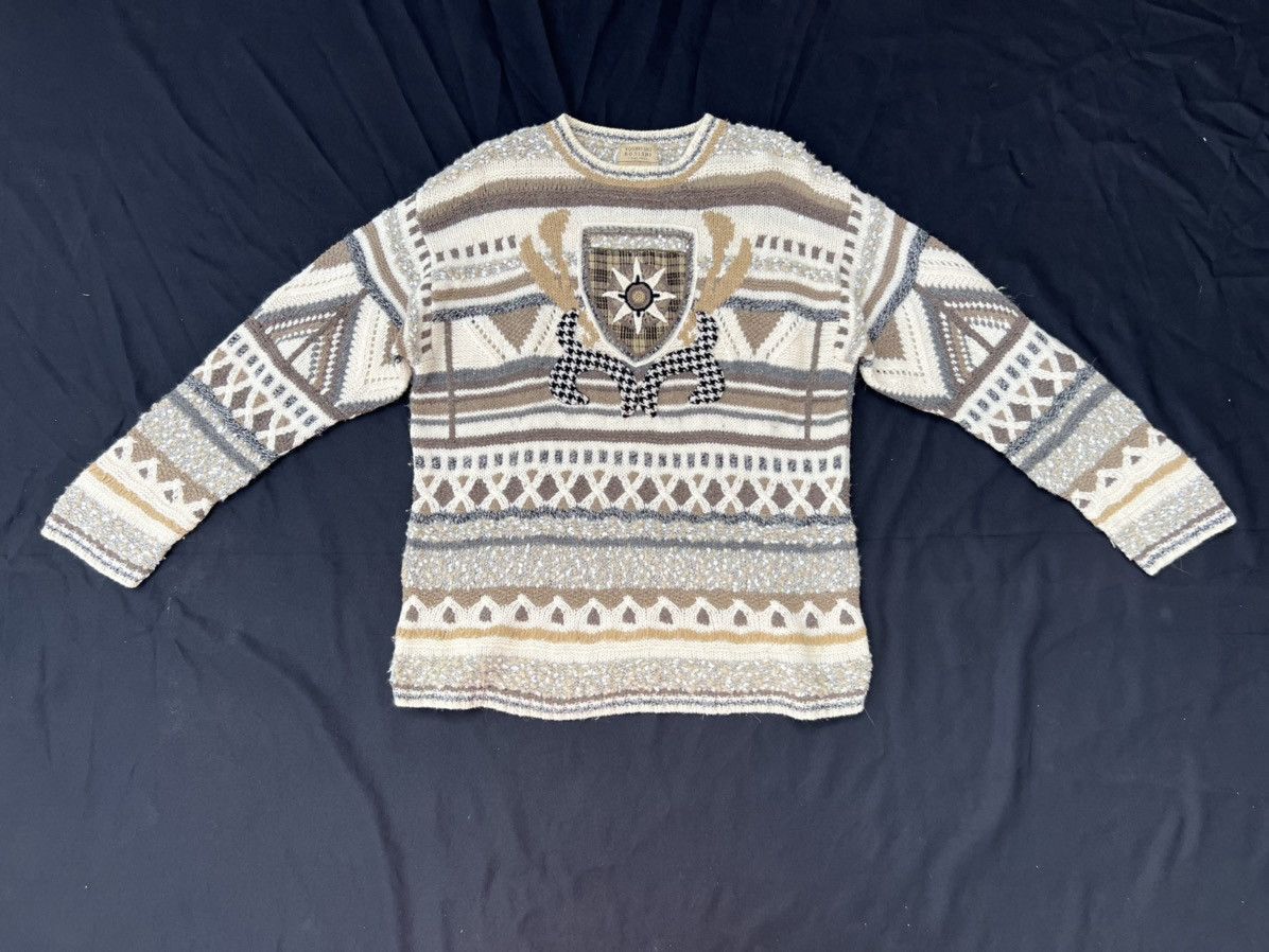 Vintage × Yoshiyuki Konishi Vintage Yoshiyuki Konishi Hand Knit Tribal Knitwear Sweater Size US XL / EU 56 / 4 - 1 Thumbnail