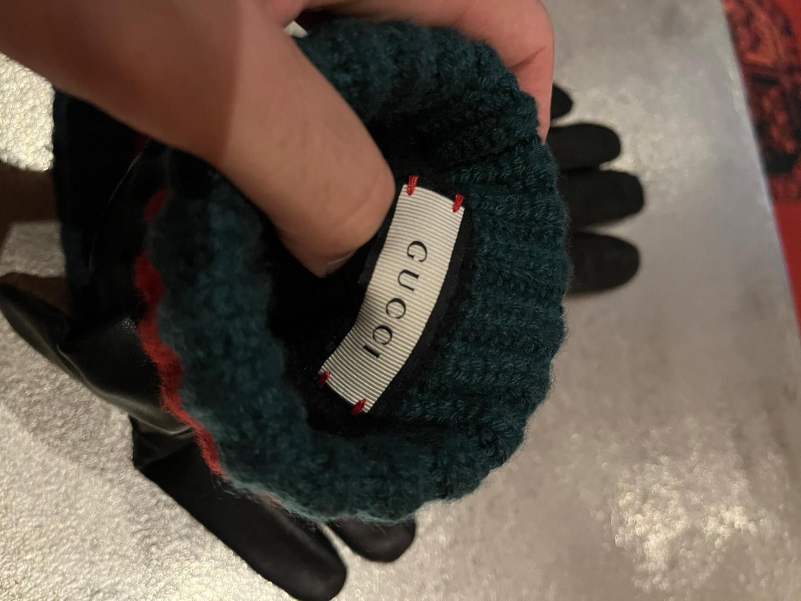 Gucci o1rshd1 Size 8 / Logo Cashmere & Leather Gloves in Black Size ONE SIZE - 7 Thumbnail
