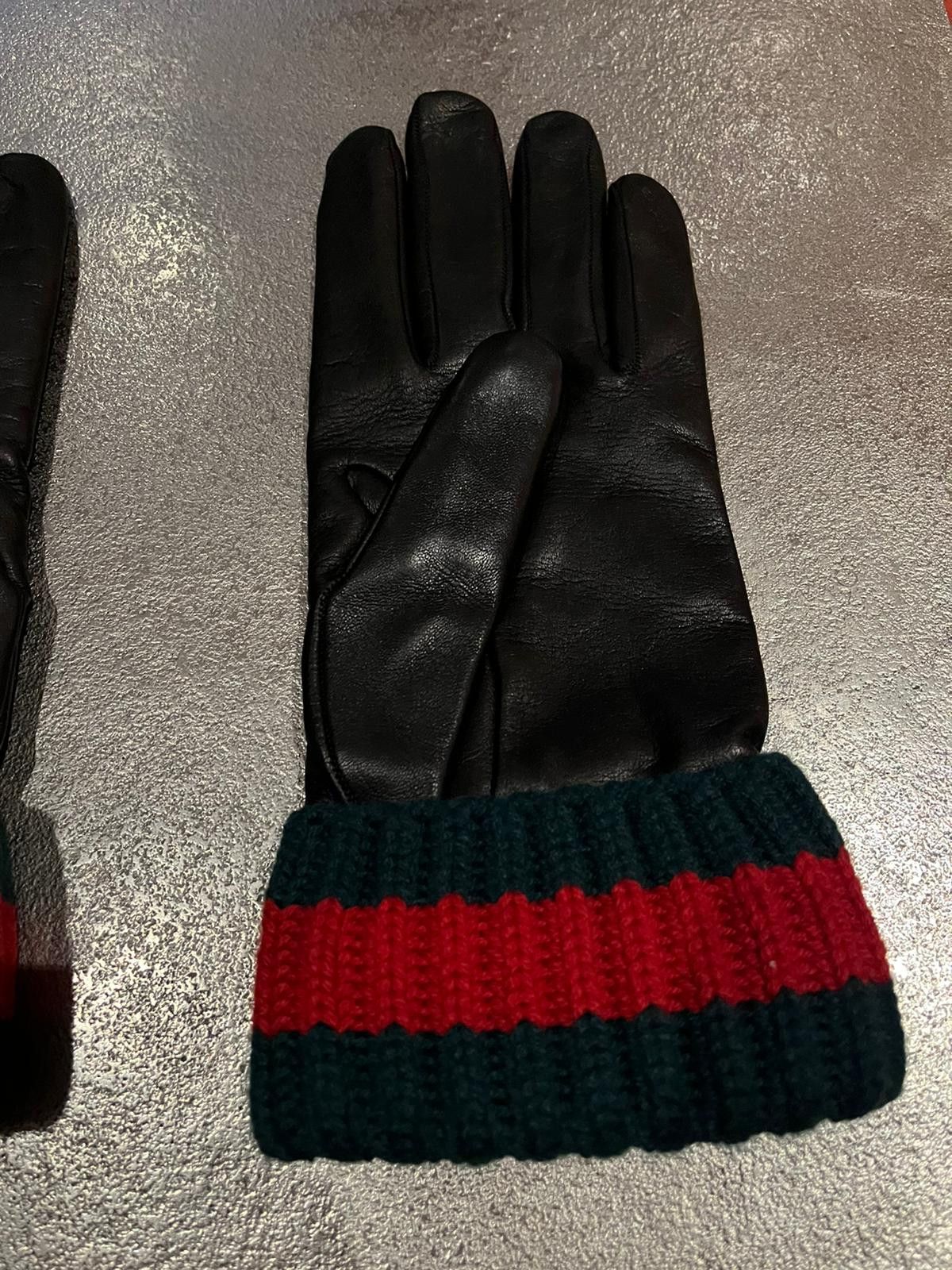 Gucci o1rshd1 Size 8 / Logo Cashmere & Leather Gloves in Black Size ONE SIZE - 4 Thumbnail