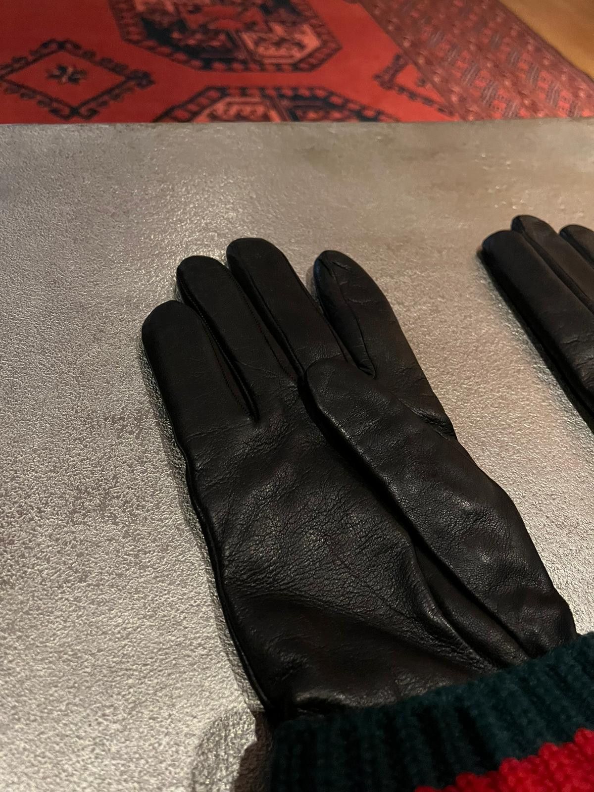 Gucci o1rshd1 Size 8 / Logo Cashmere & Leather Gloves in Black Size ONE SIZE - 5 Thumbnail