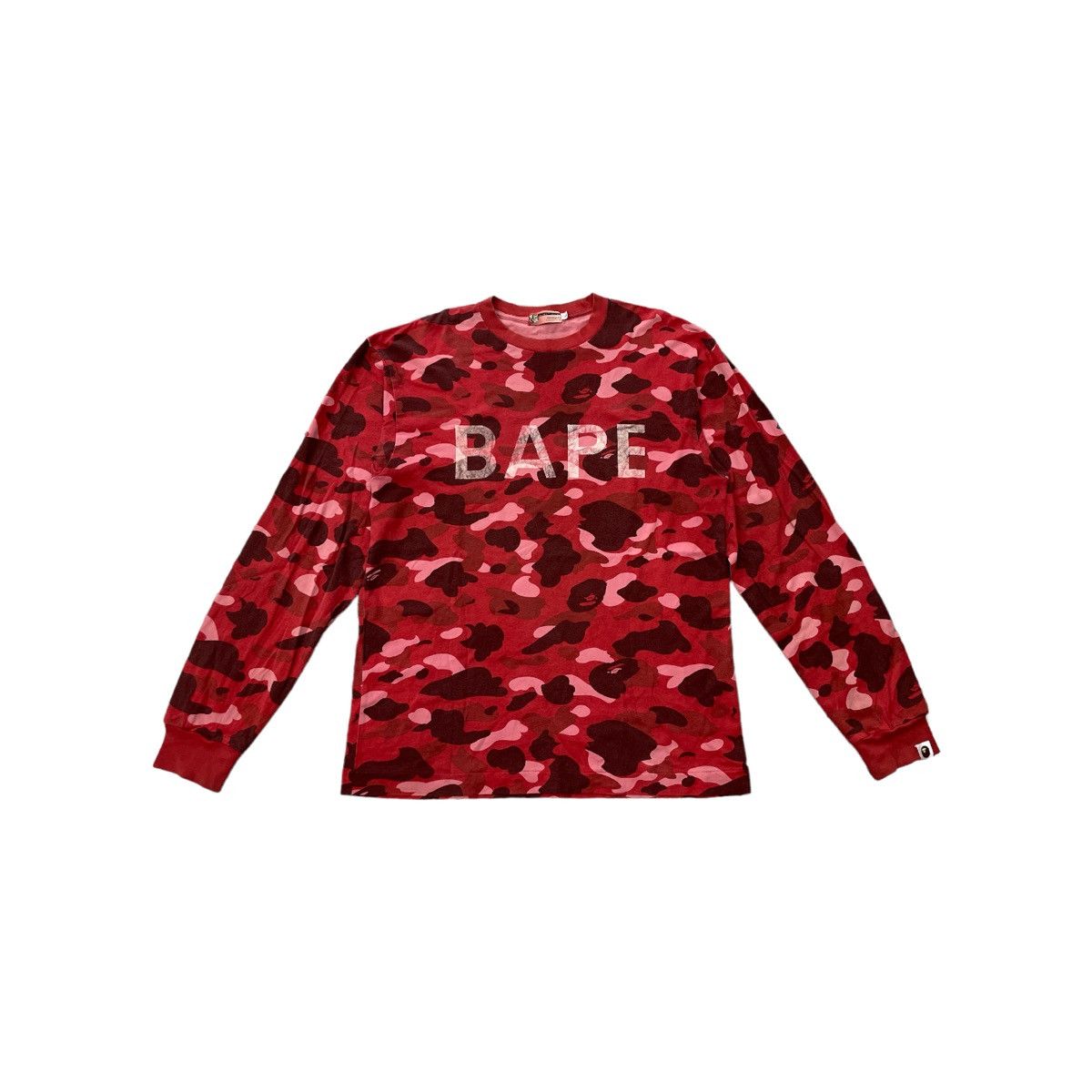 image of Og2000’S Bape Red Camo Longsleeve Tees, Men's (Size Large)